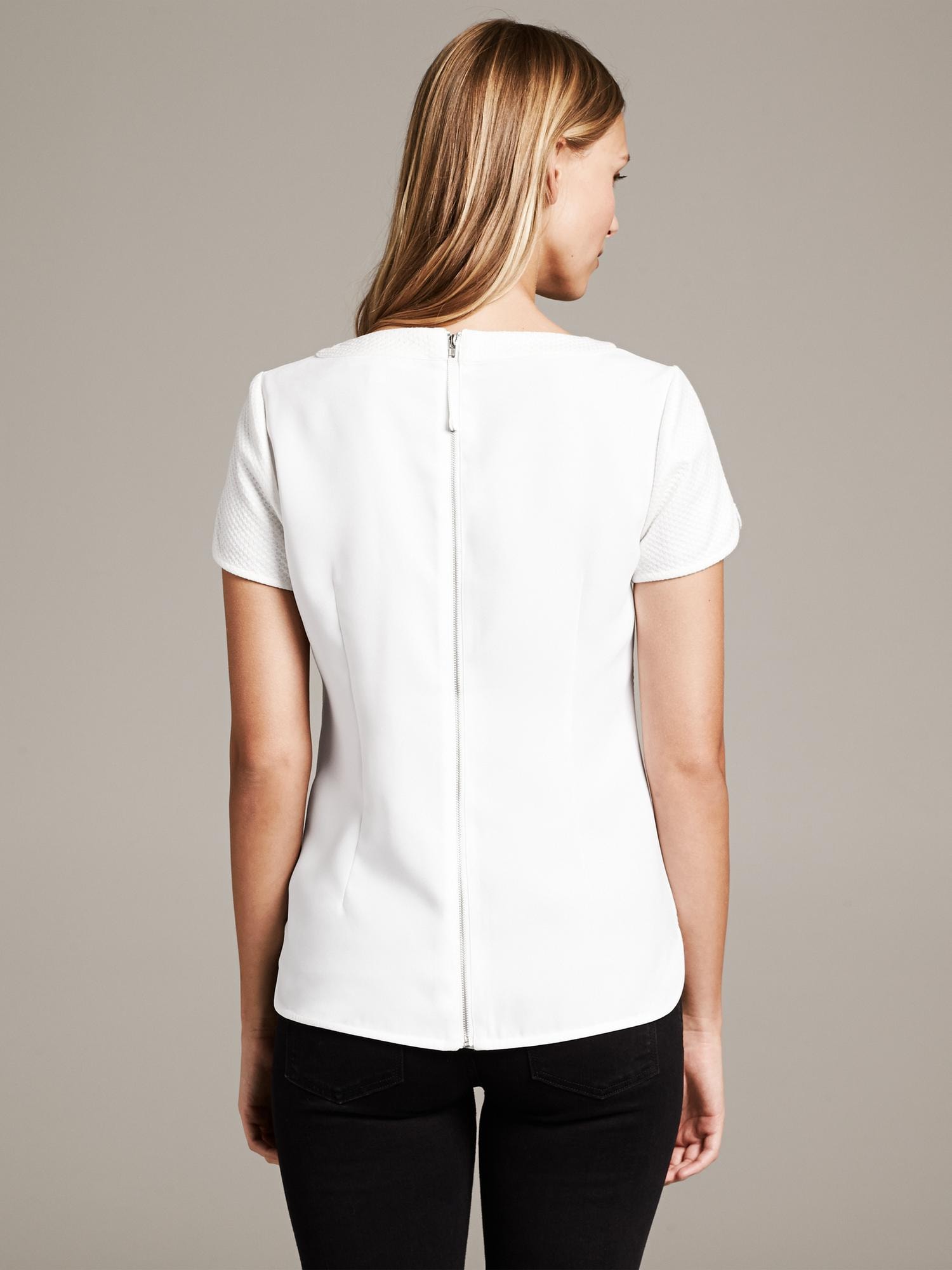 Textured Zip-Back Top