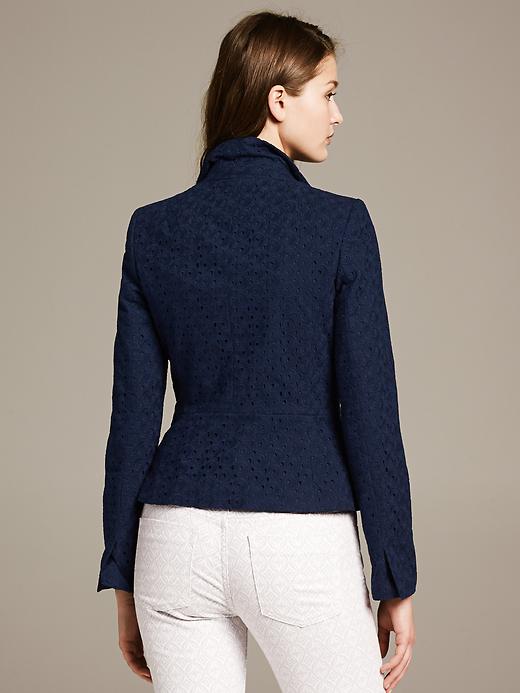 Navy Eyelet Peplum Blazer | Banana Republic Navy Eyelet Peplum Blazer | Banana Republic