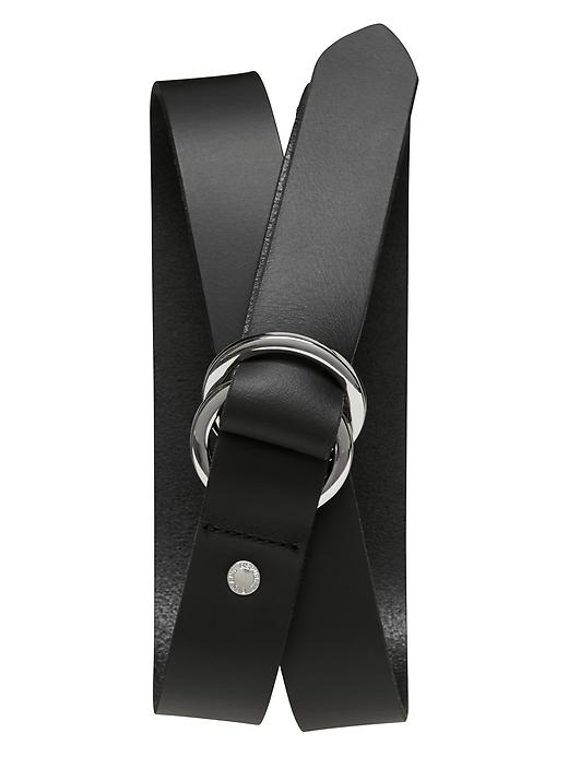Banana Republic Double D Ring Black Leather Belt - S Leather Casual Belt | Banana Republic Factory main image 2
