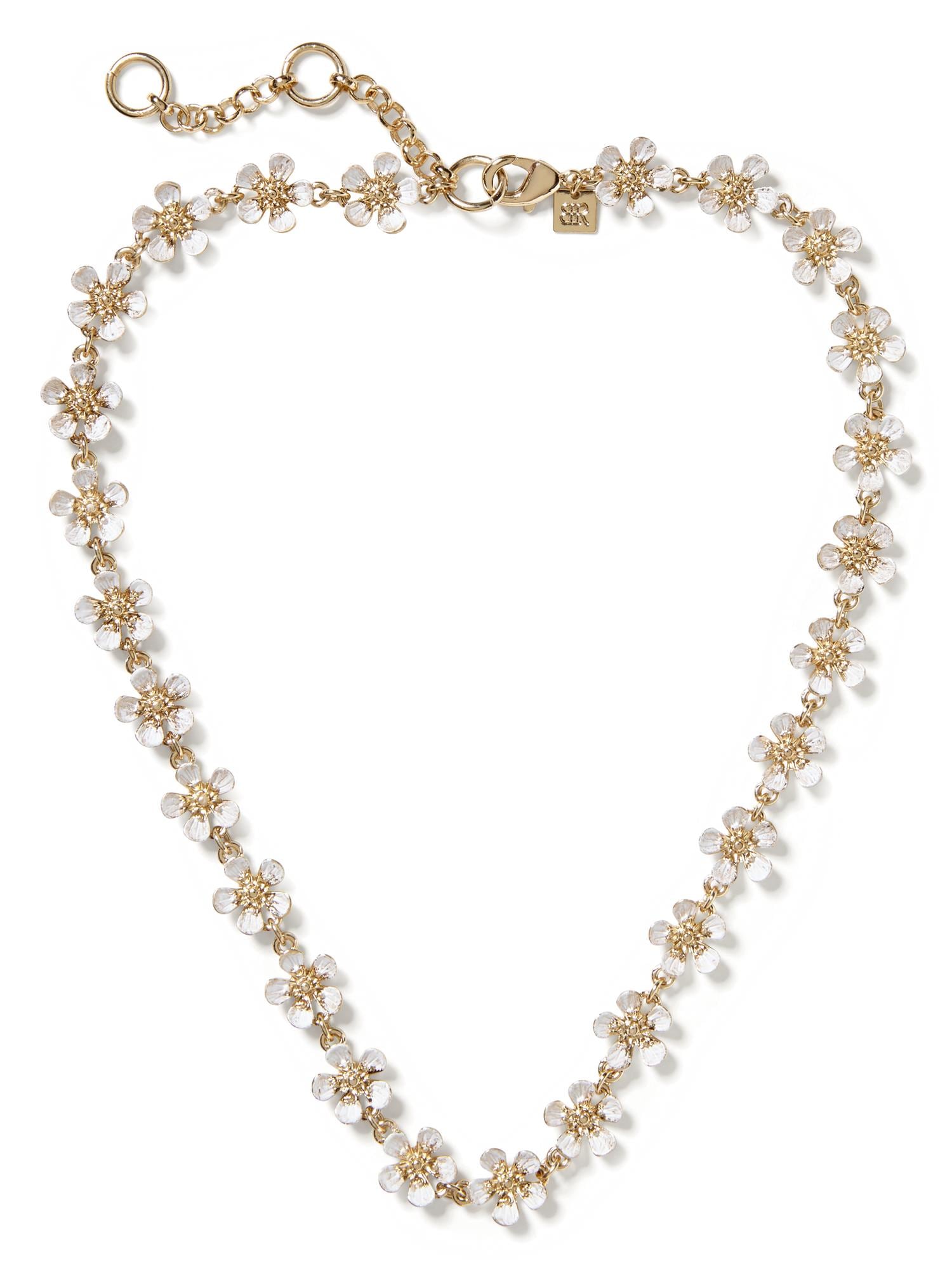 White Floral Delicate Necklace Banana Republic