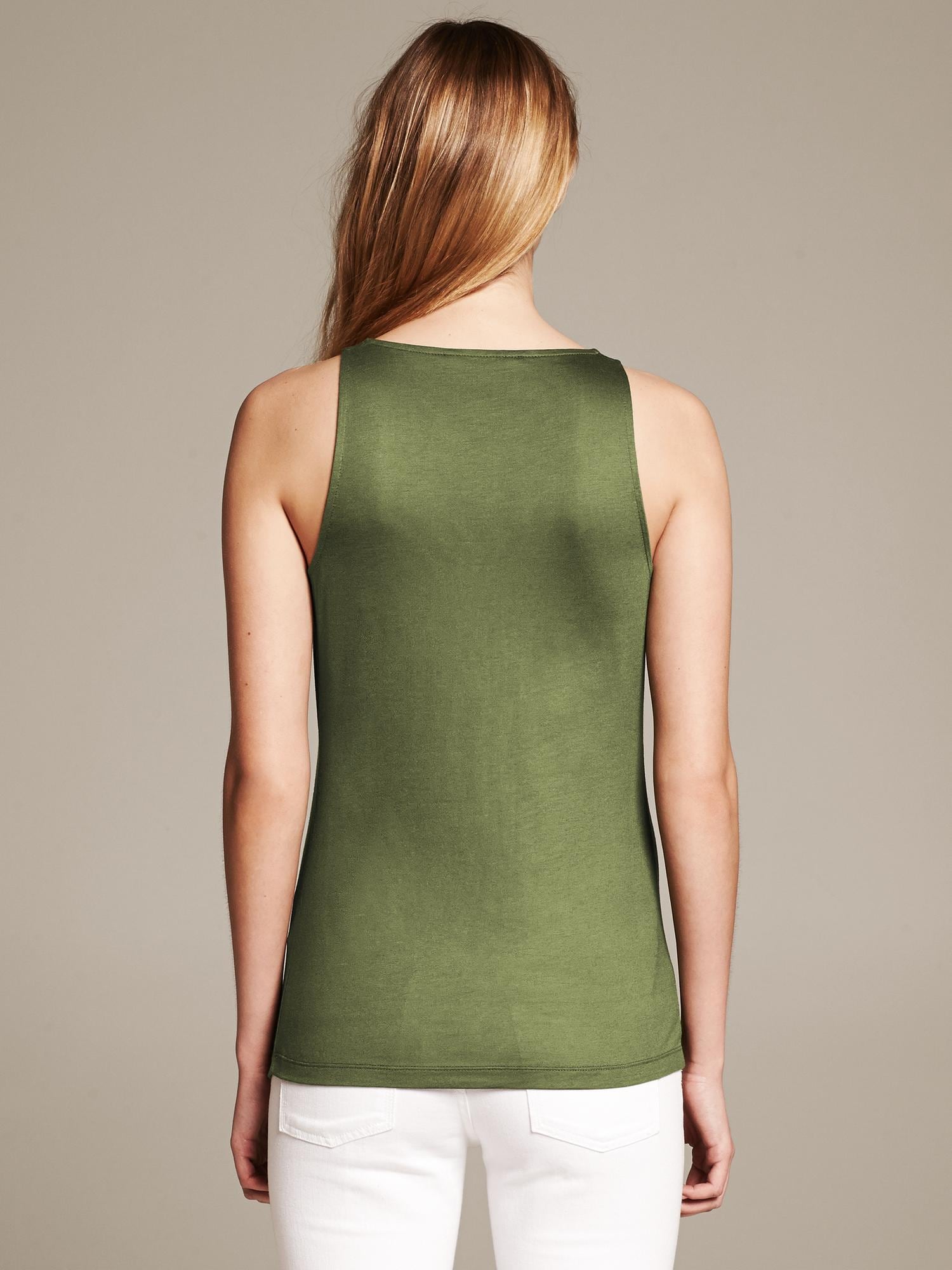 Green Knit Halter Top Banana Republic