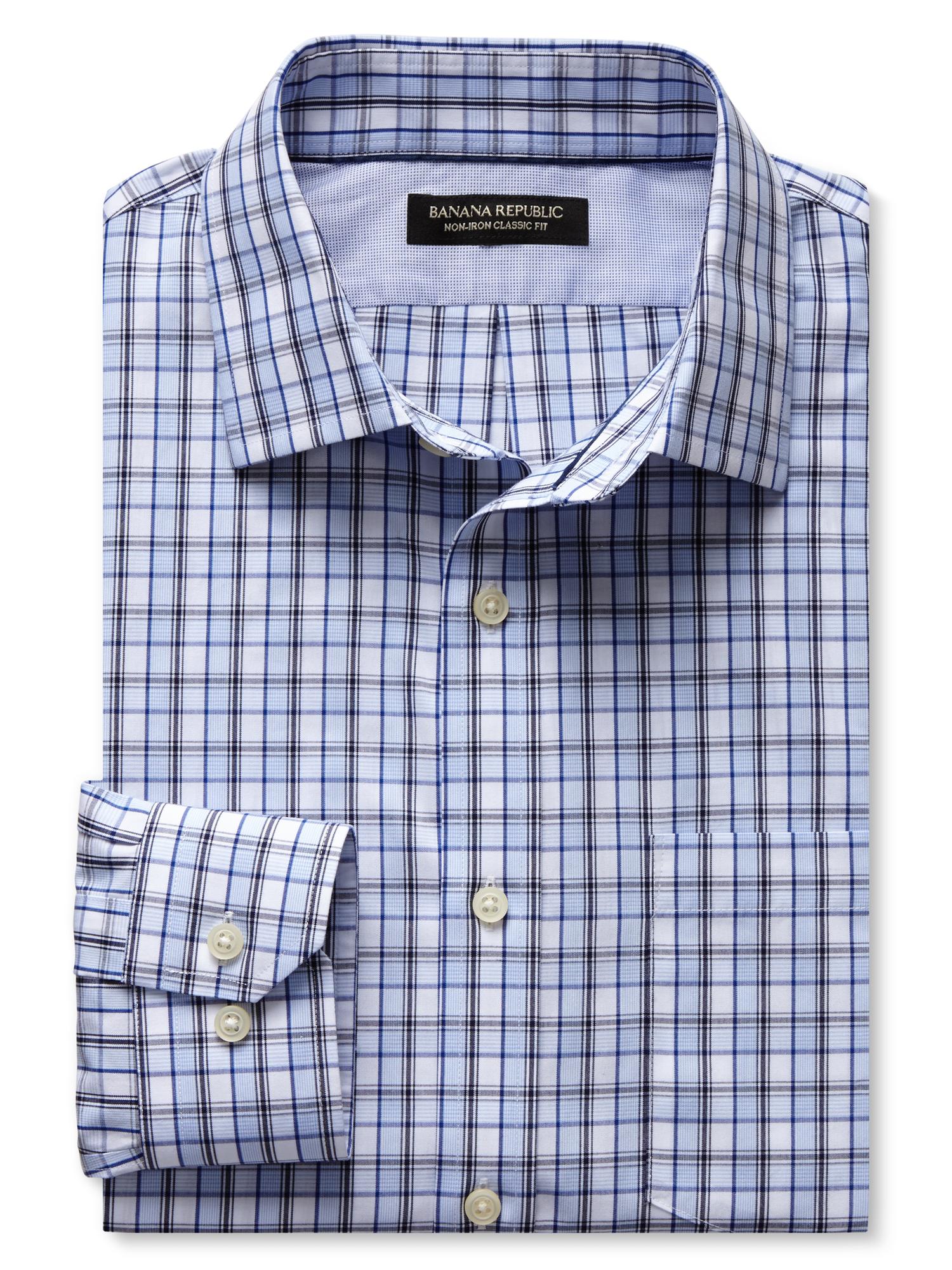 【BAON】[unisex] Torico Over Check Shirt Classic-Fit Non-Iron Graphic Check Shirt | Banana Republic