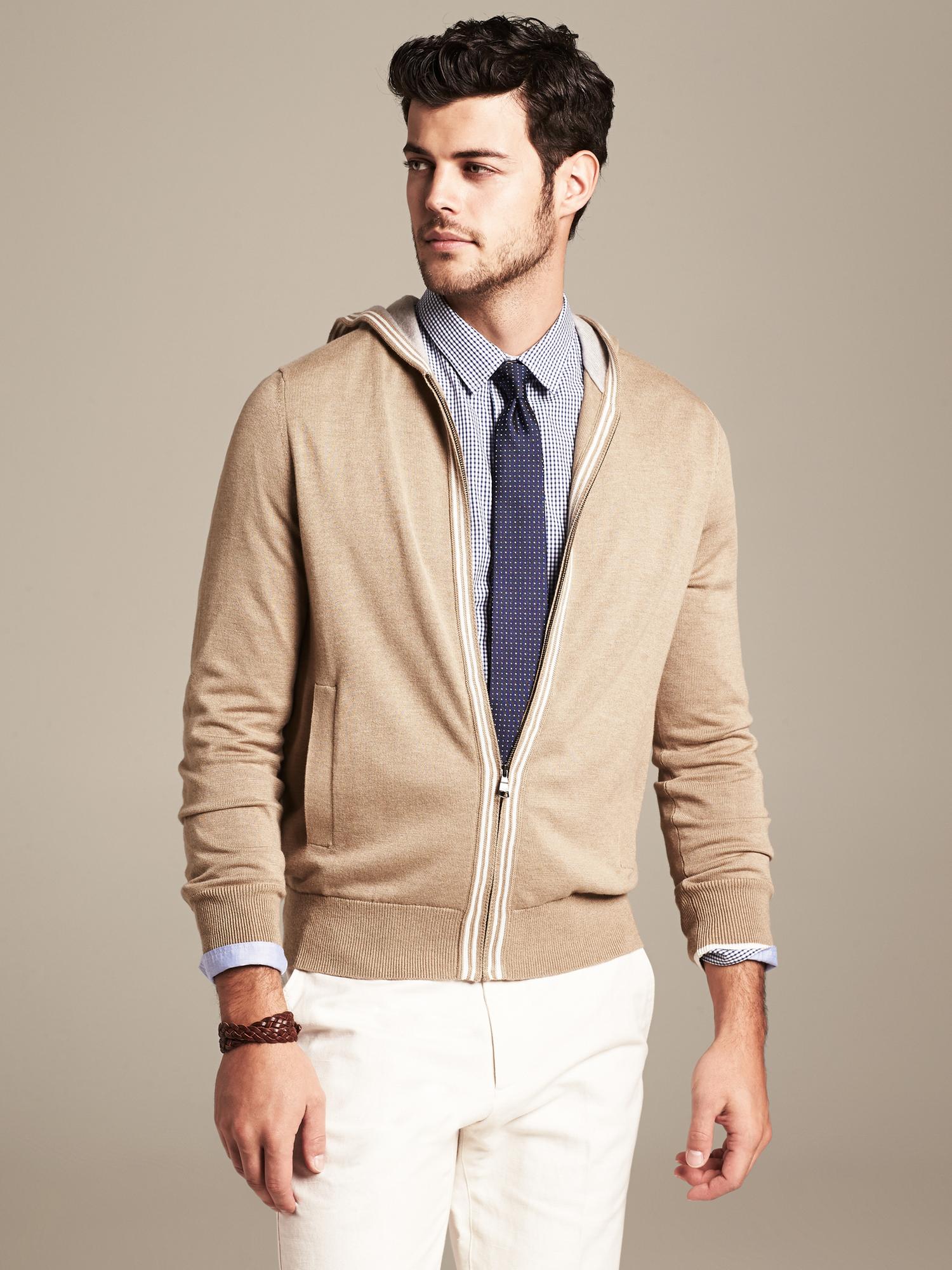 Tipped Hooded Sweater Jacket Banana Republic