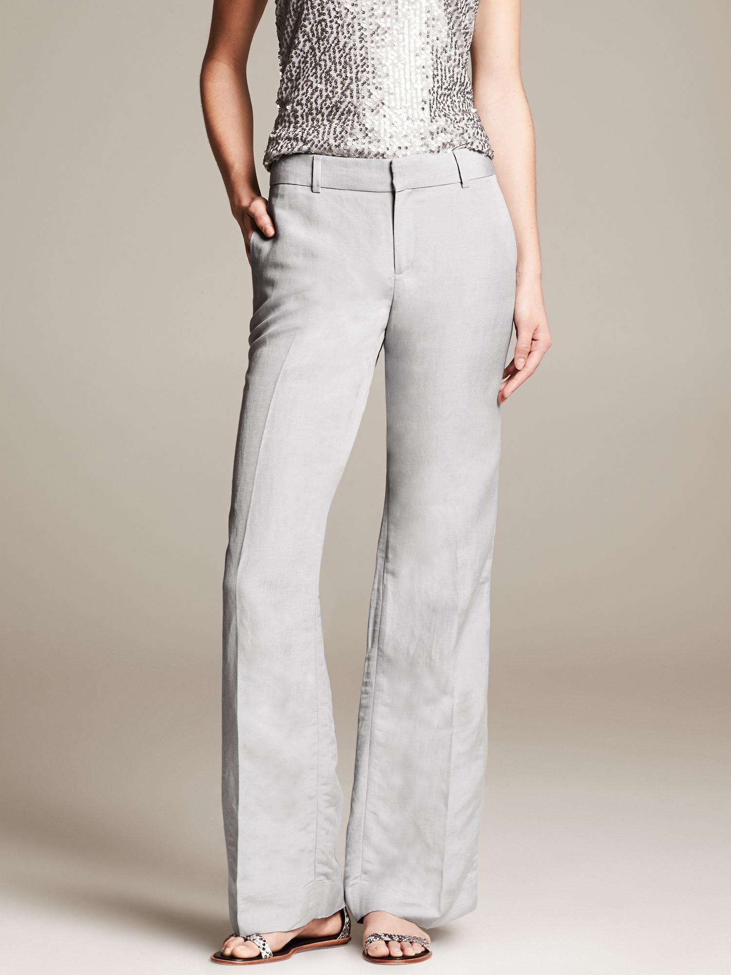 Linen Blend Wide-Leg Pant