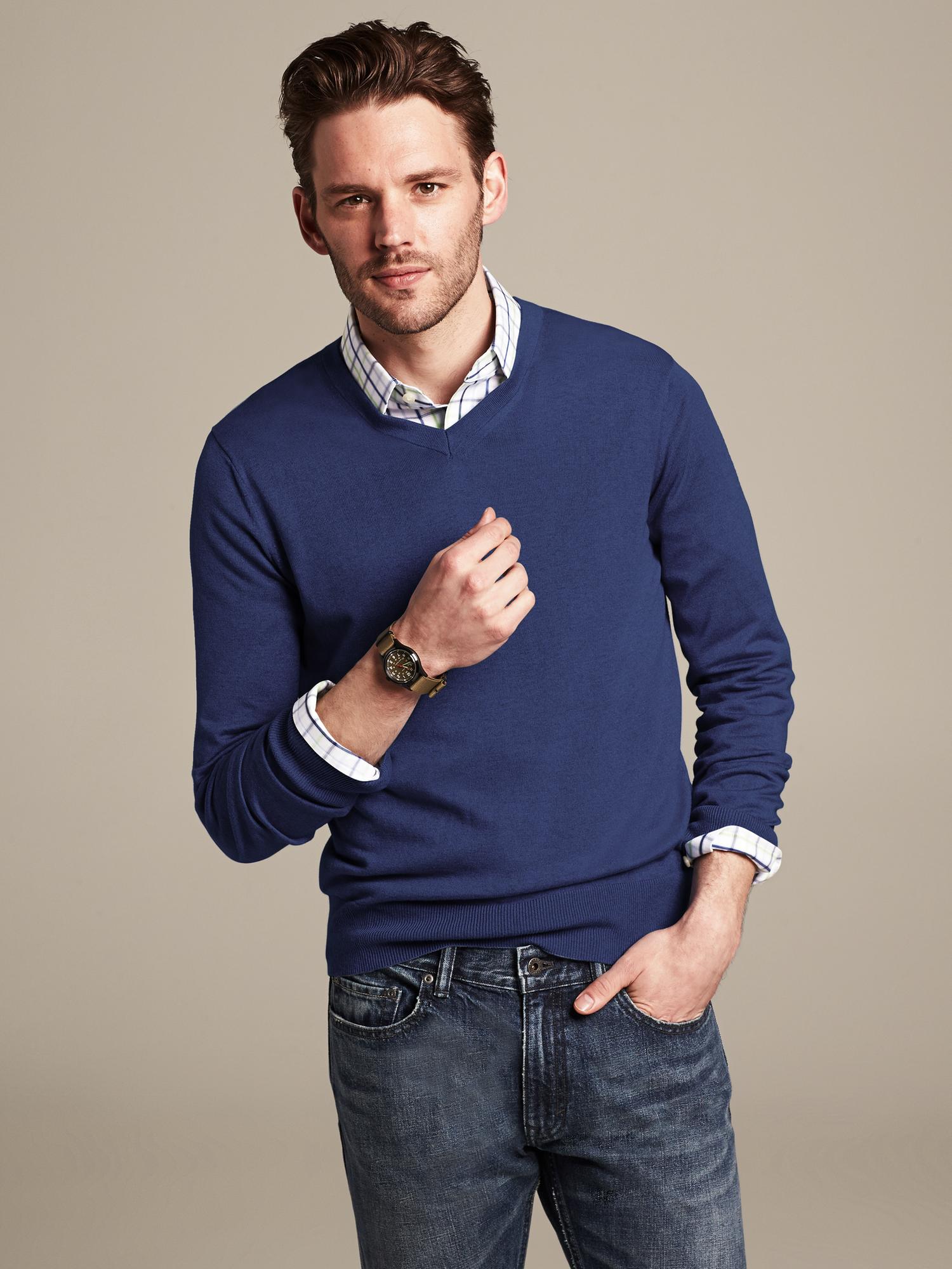 cotton cashmere v neck sweater