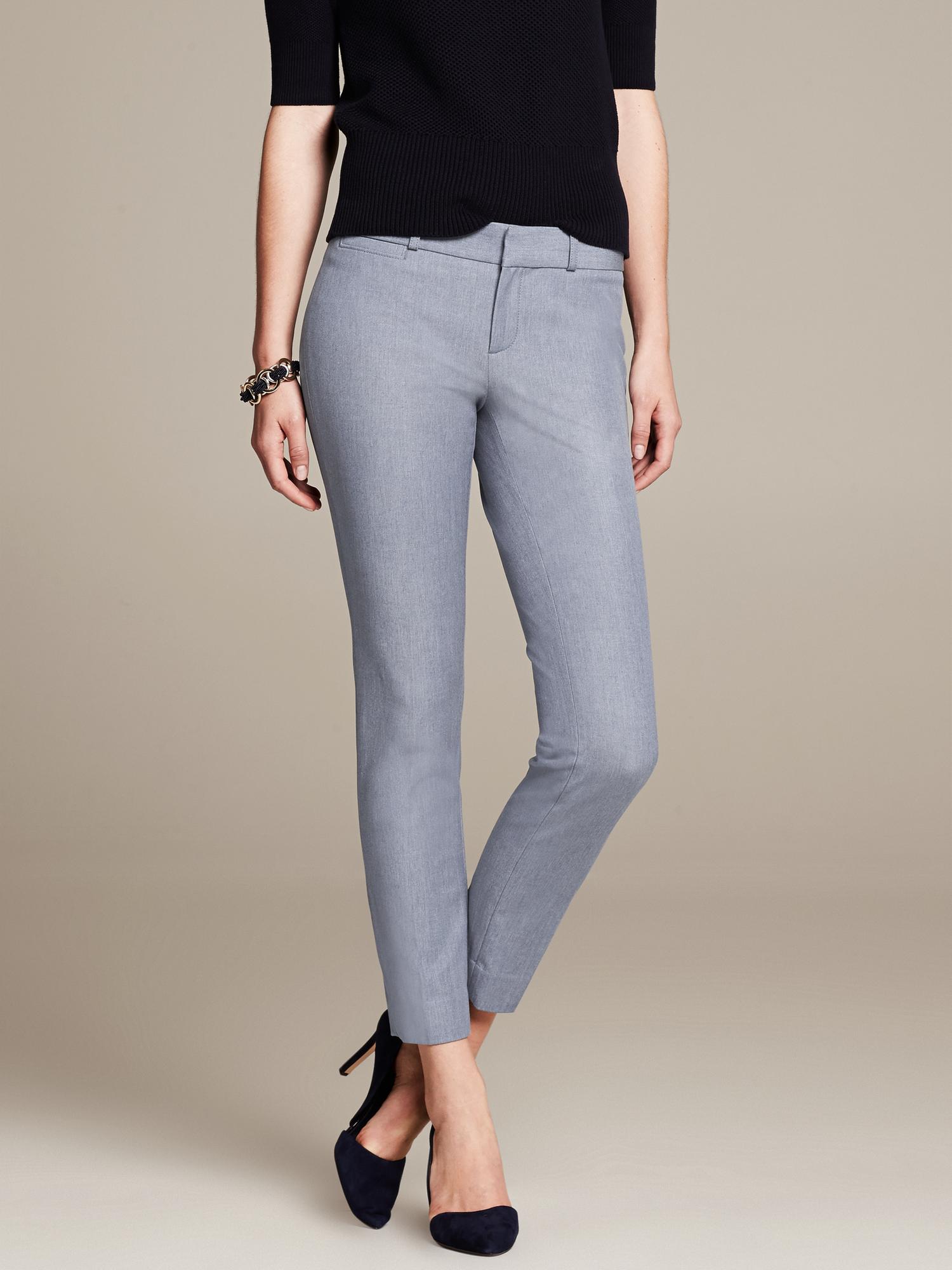 Sloan-Fit Chambray Slim Ankle Pant | Banana Republic