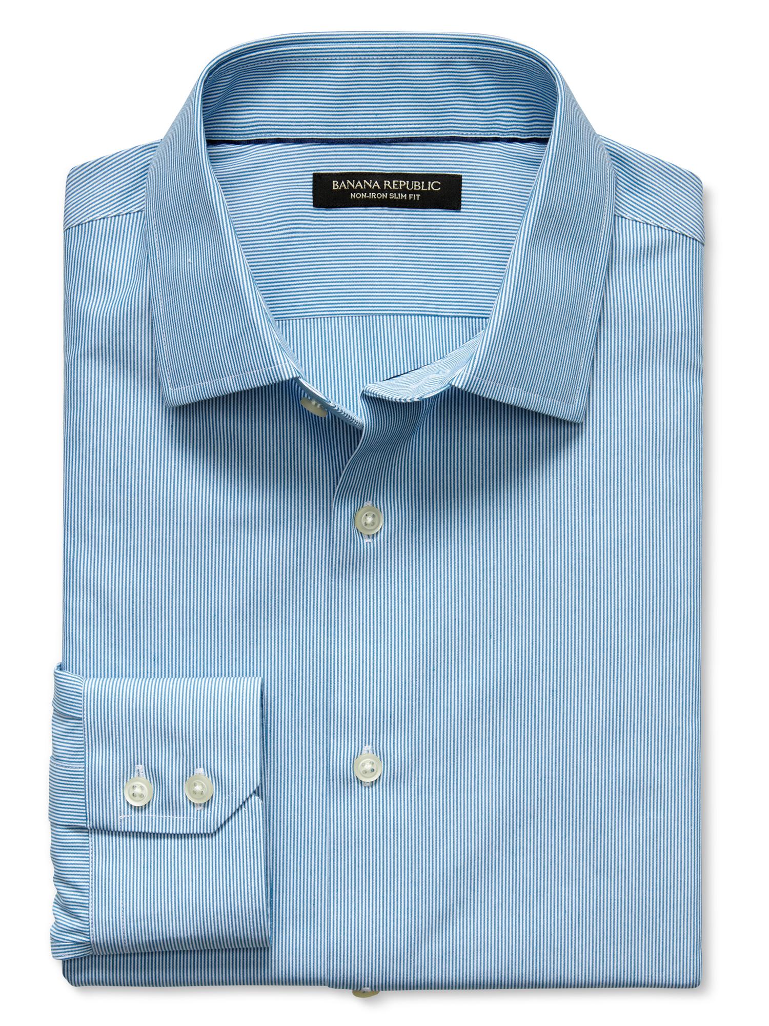 Slim-Fit Non-Iron Micro-Stripe Shirt