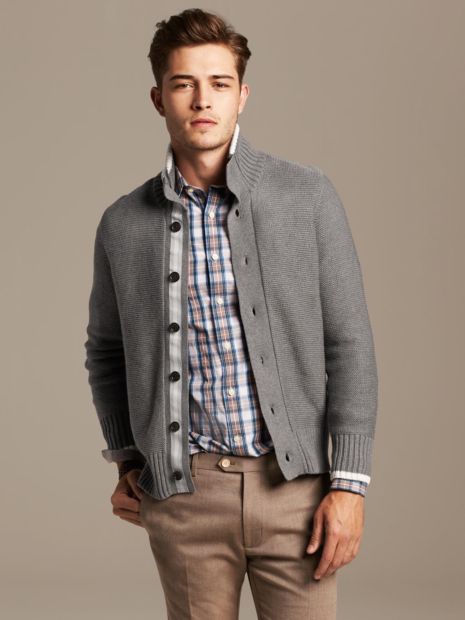 Tipped Notch Collar Cardigan | Banana Republic