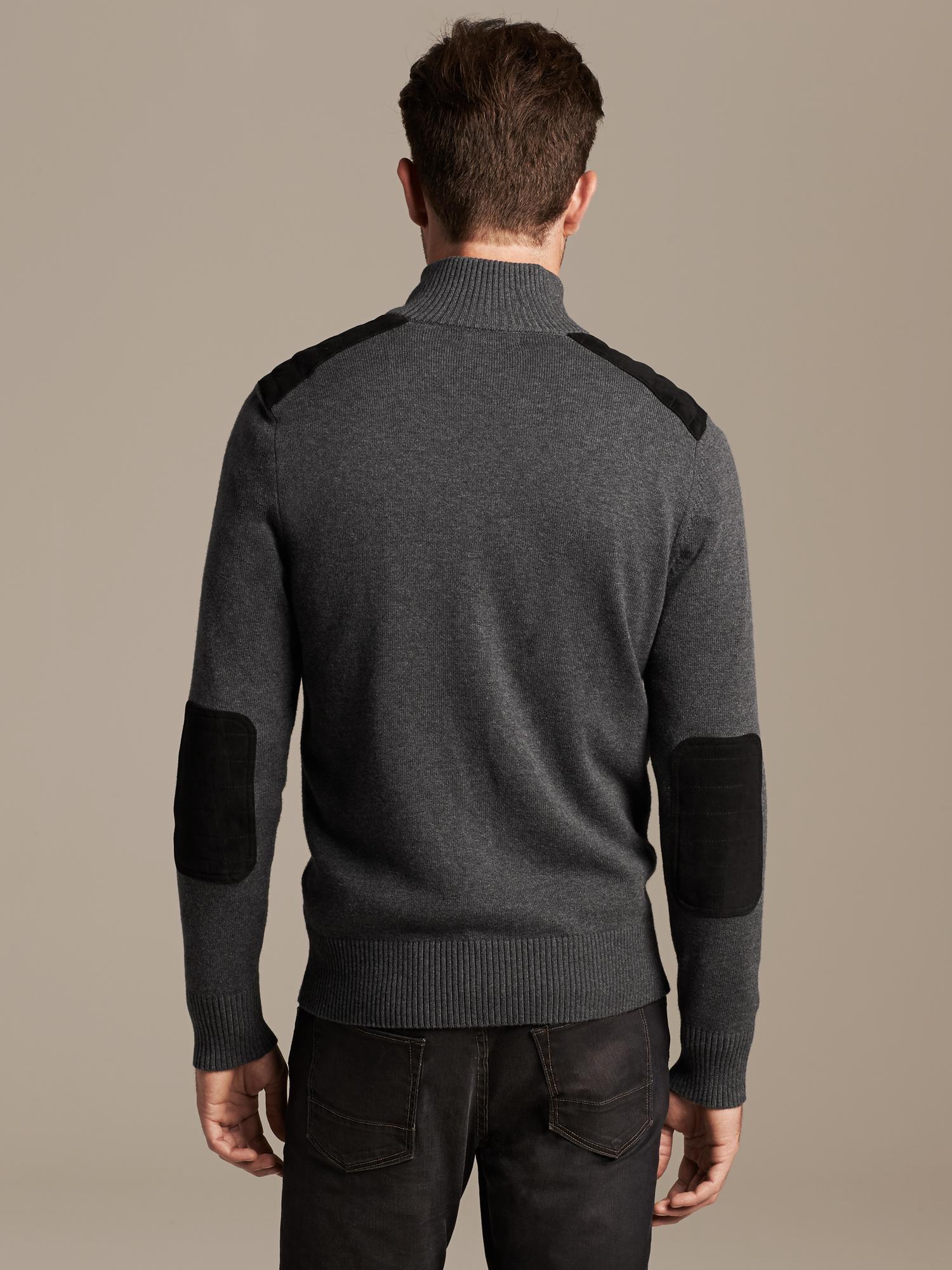 Suede Patch Sweater Jacket | Banana Republic