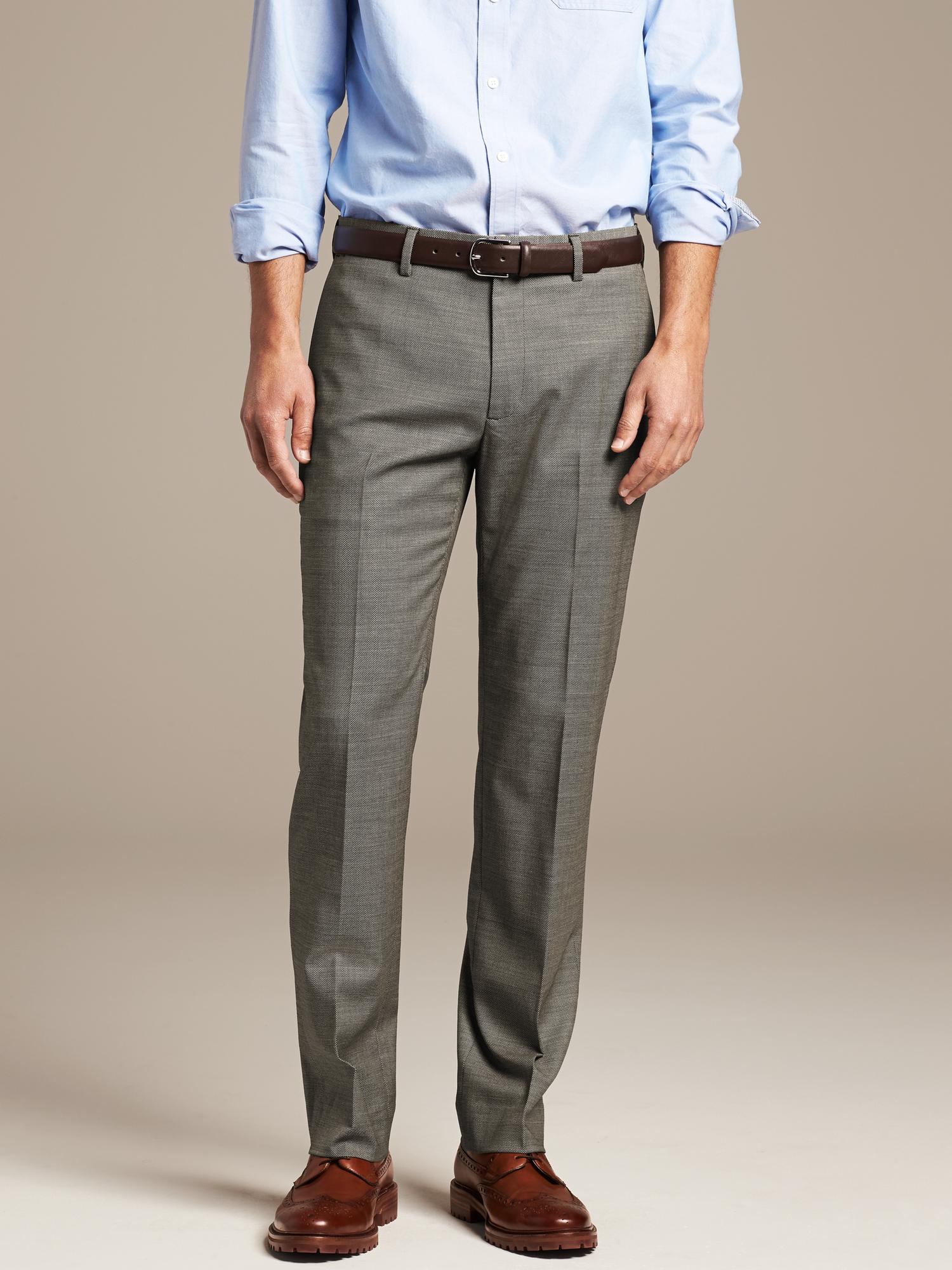 Tailored Slim-Fit Taupe Wool Dress Pant | Banana Republic