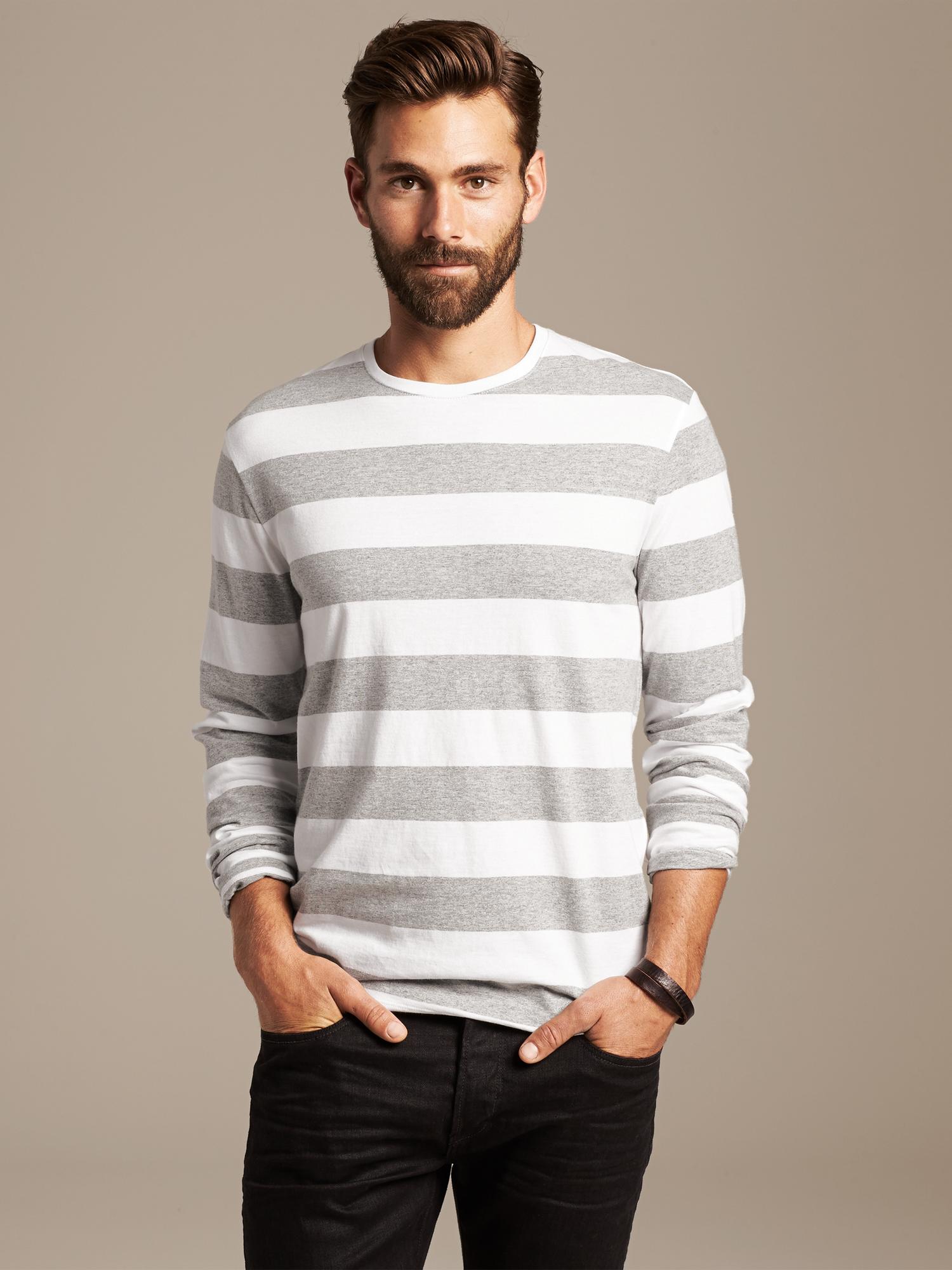 Rugby Stripe Long-Sleeve Crew | Banana Republic