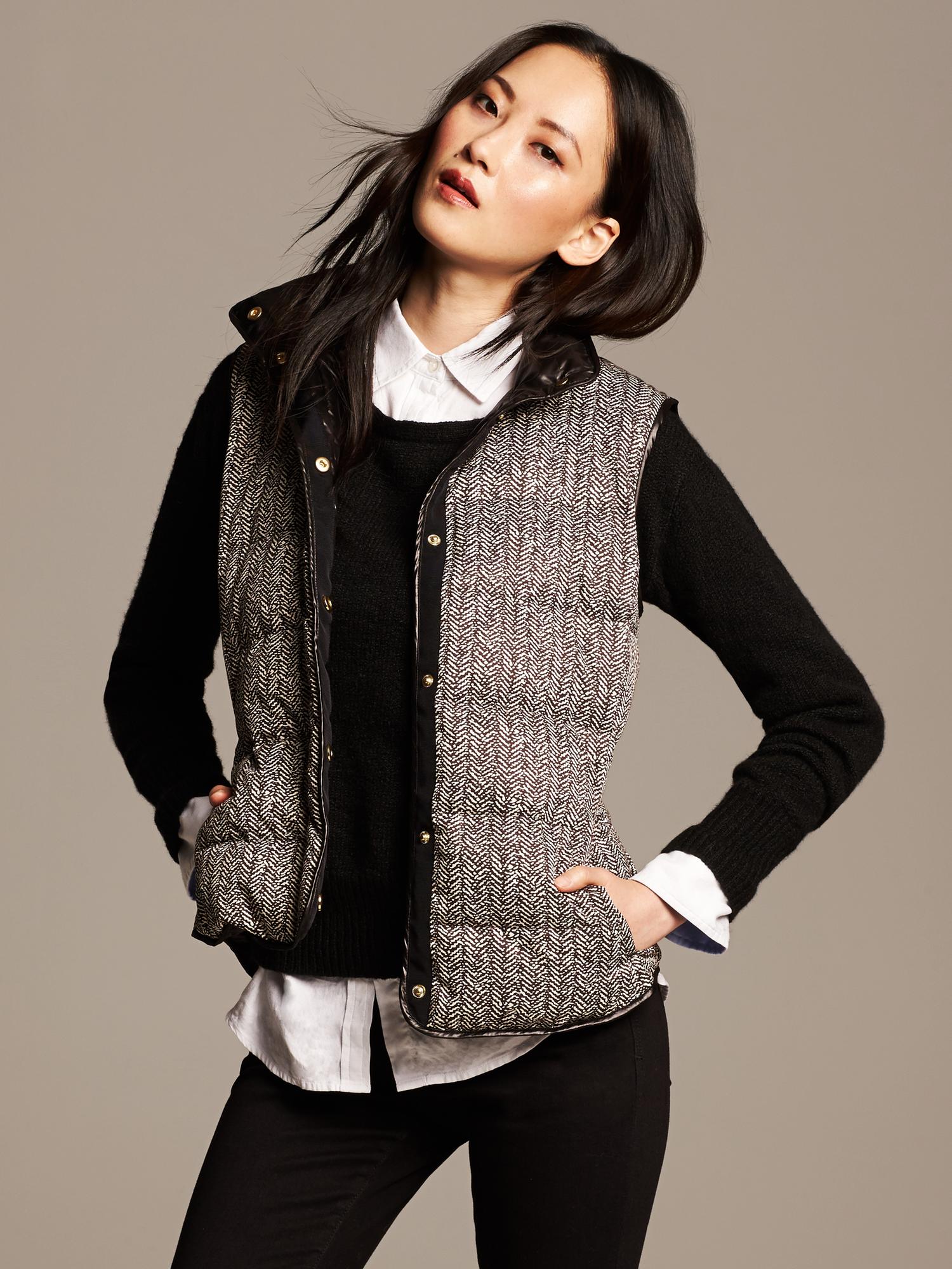 Printed Puffer Vest Banana Republic