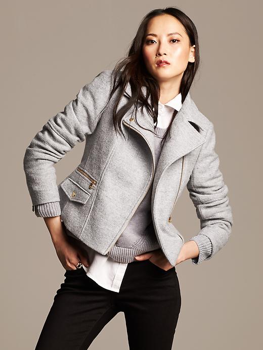 Boiled Wool Moto Jacket | Banana Republic