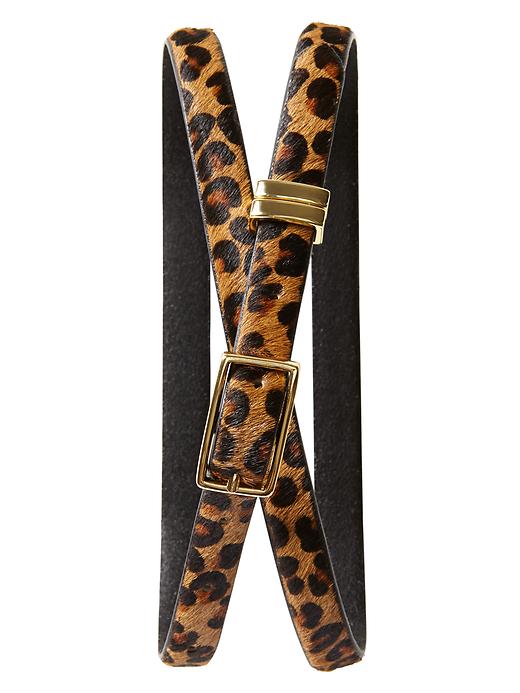 BANANA REPUBLIC Women\'s Leopard Print Fur Haircalf Thin Skinny Belt XS Banana Republic Animal Print Skinny Belts for Women for sale  main image 4