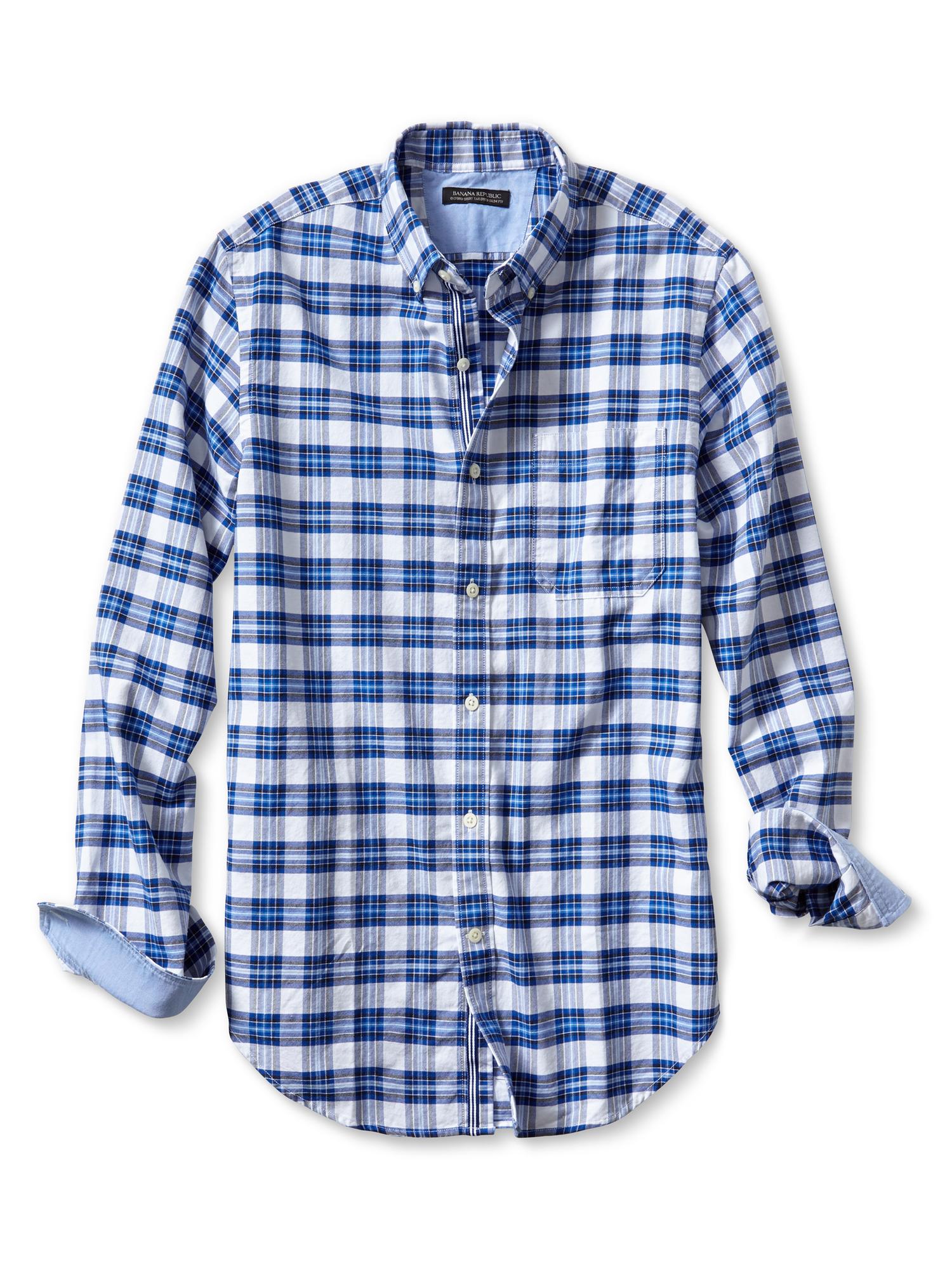 Tailored Slim-Fit Bold Tartan Oxford Shirt | Banana Republic