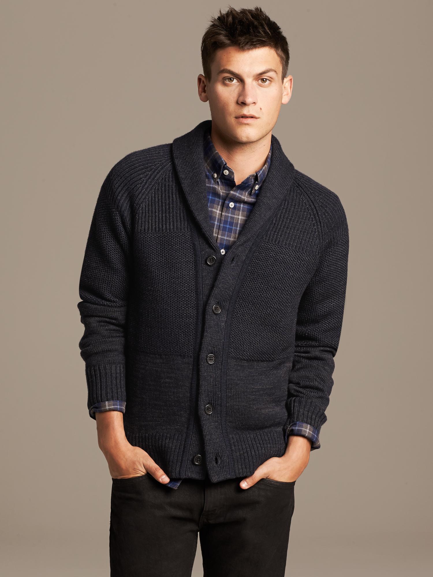 Textured Shawl-Collar Cardigan | Banana Republic