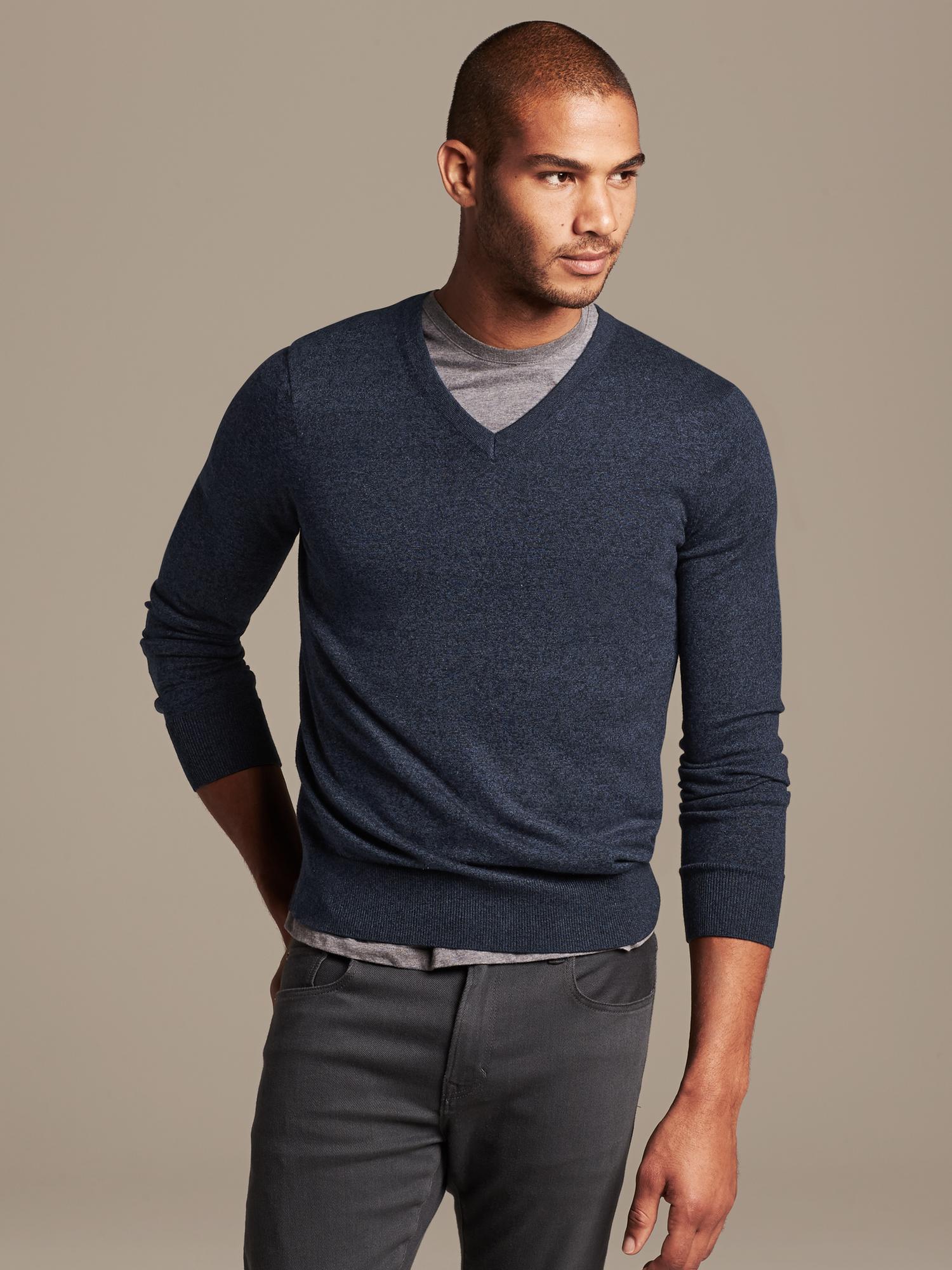 Silk Cotton Cashmere V-Neck Sweater | Banana Republic