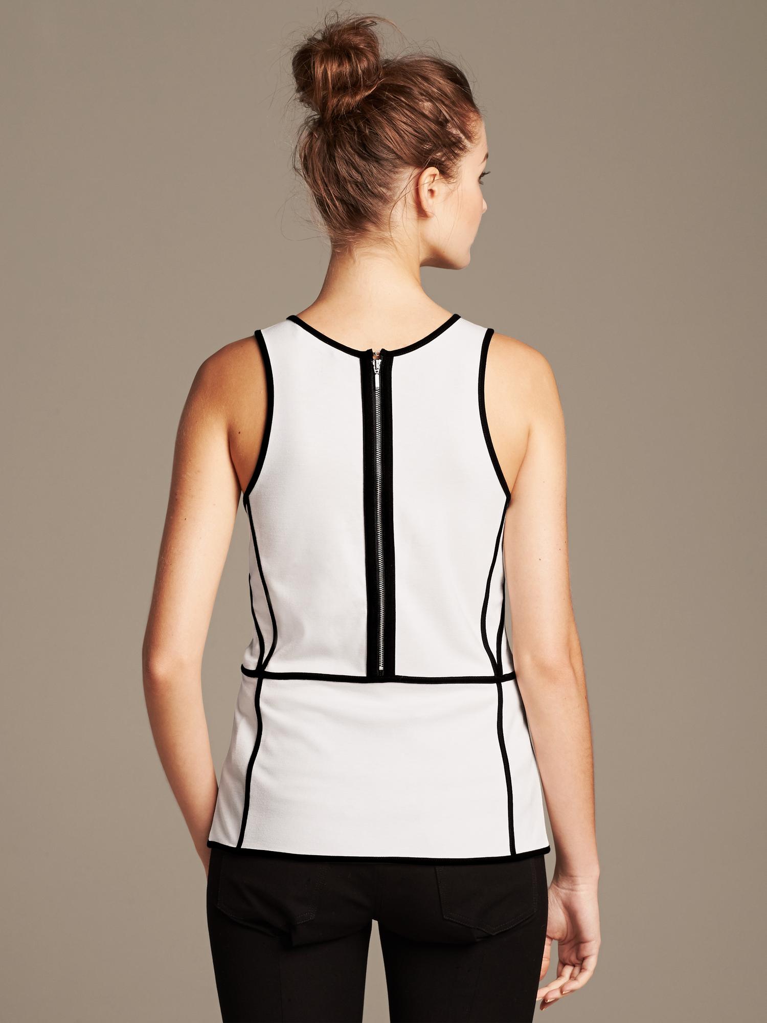 Piped Ponte Peplum Tank