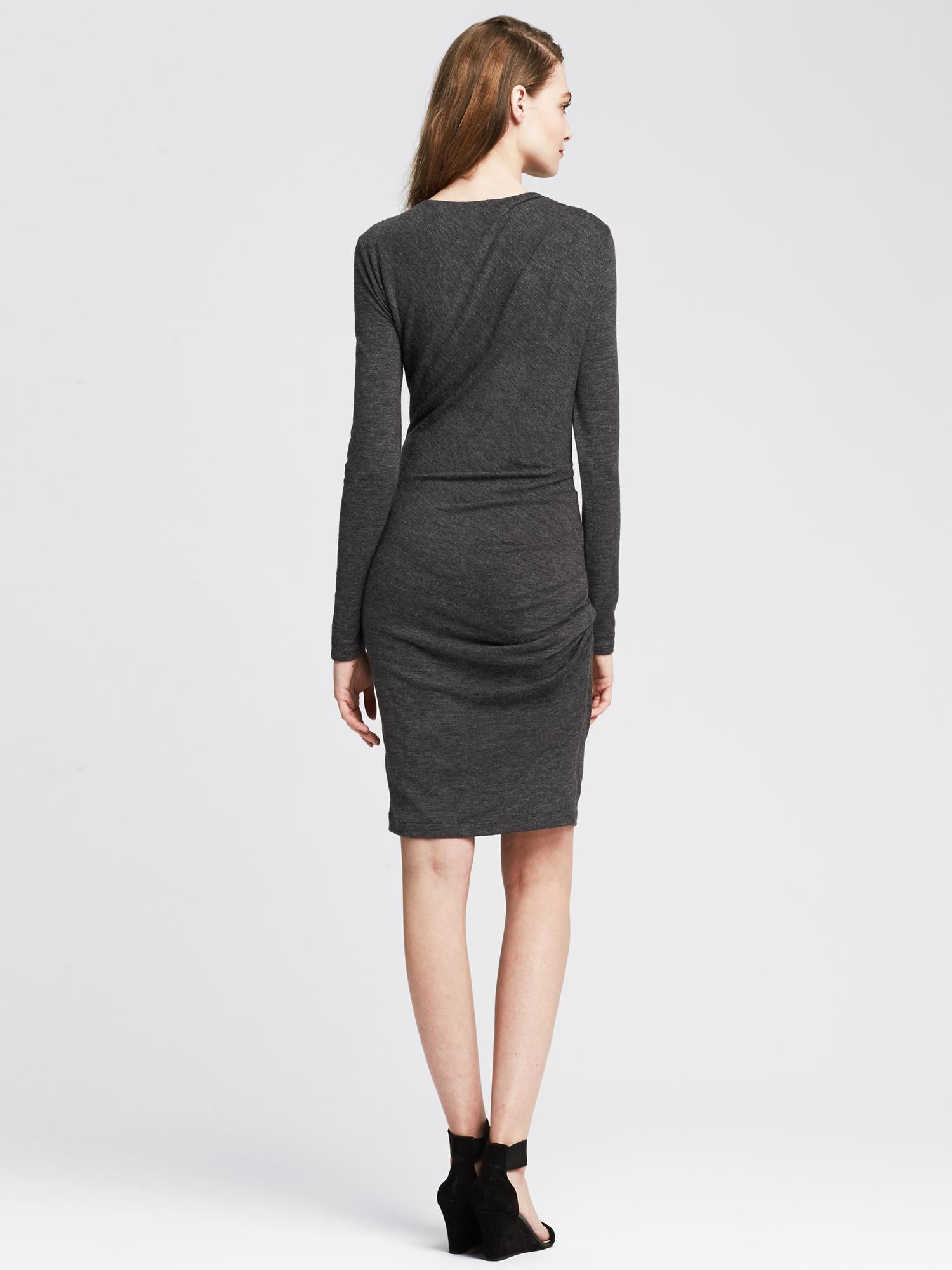 Ruched Gray Jersey Dress