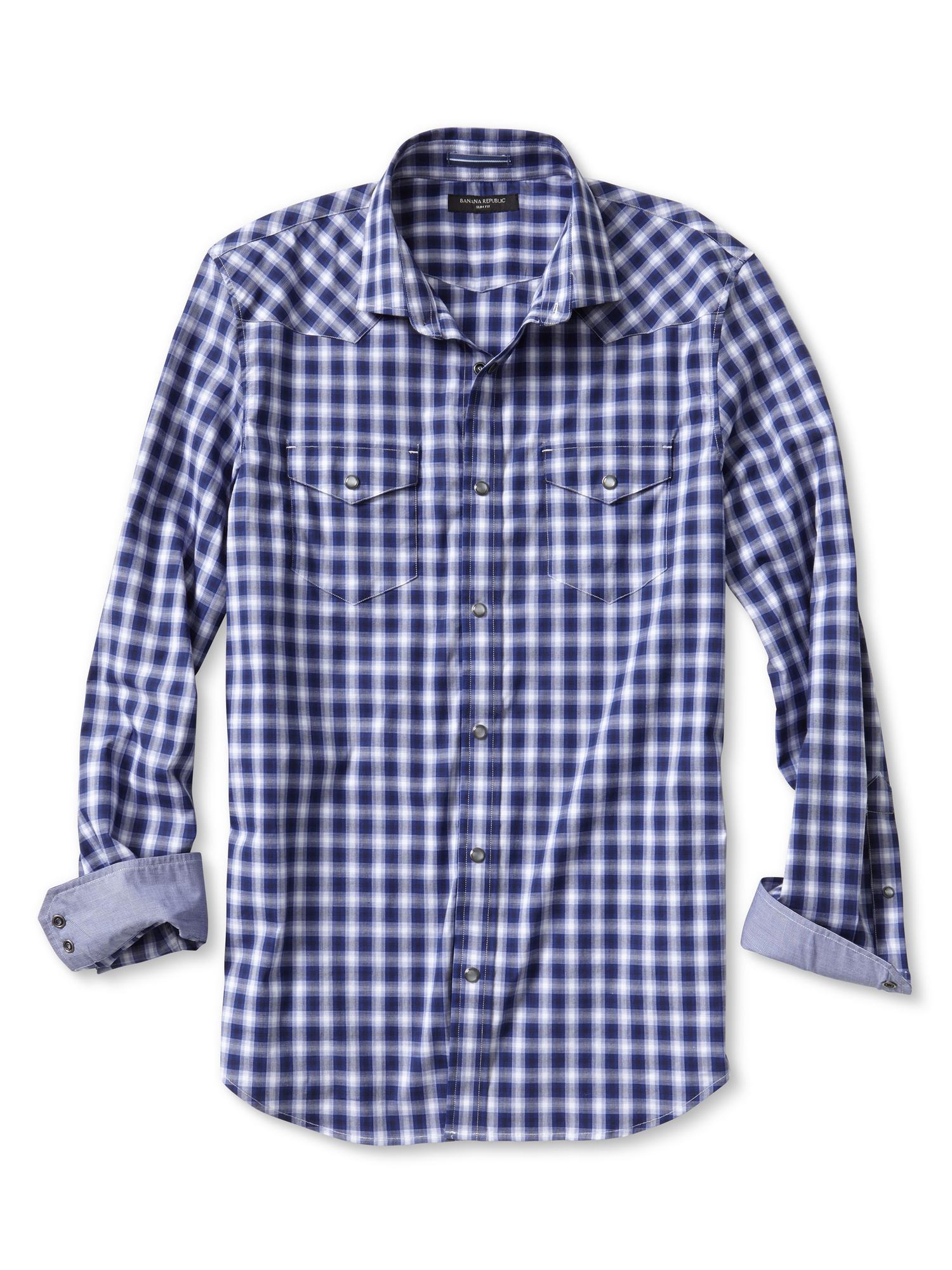 Slim-Fit Checkered Western Shirt