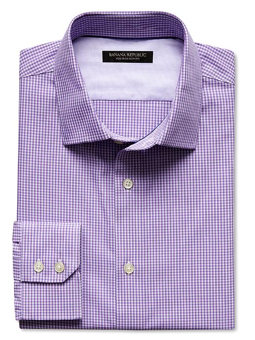 Slim-Fit Non-Iron Purple Check Shirt | Banana Republic