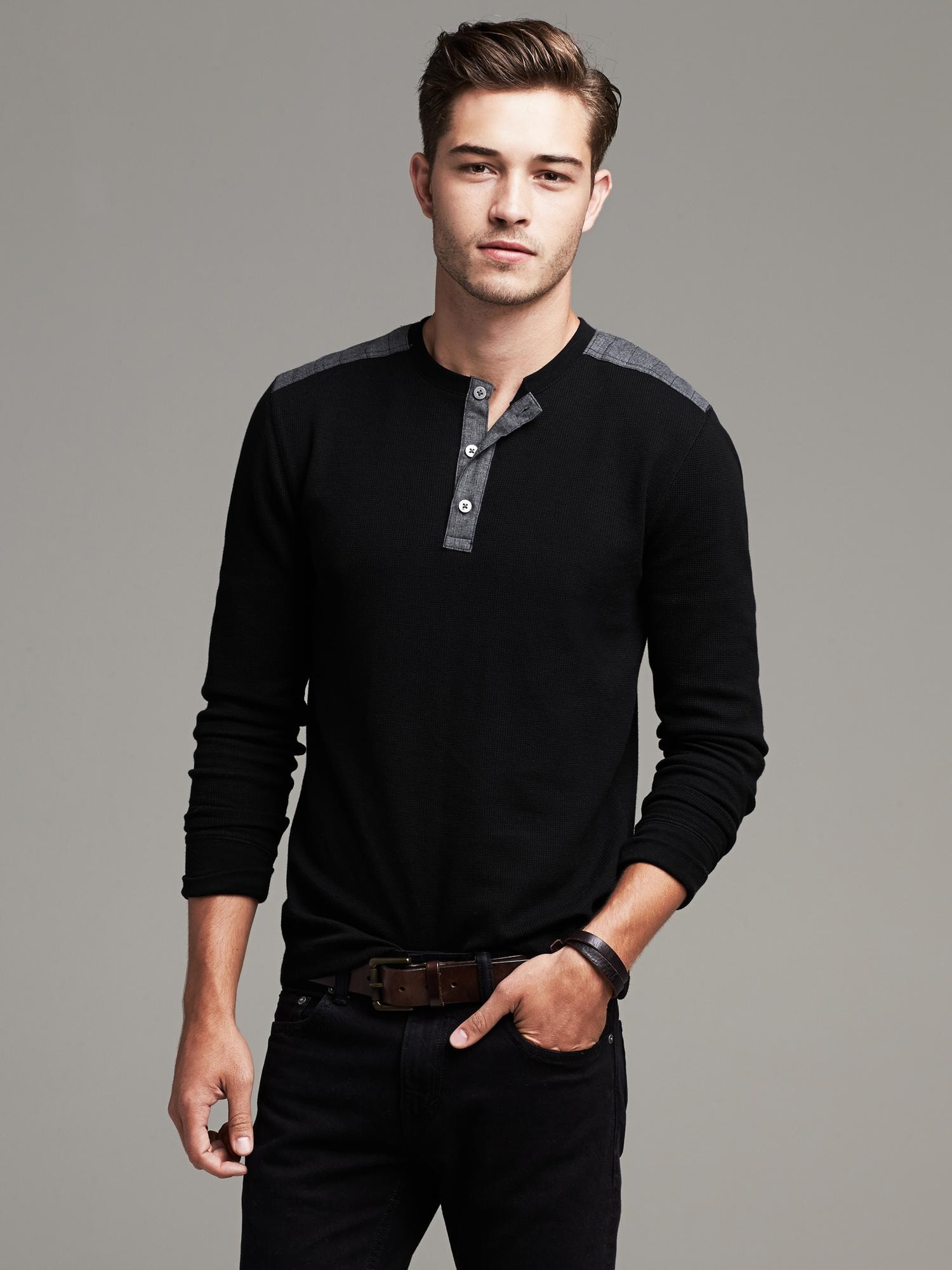 Waffle-Knit Henley | Banana Republic