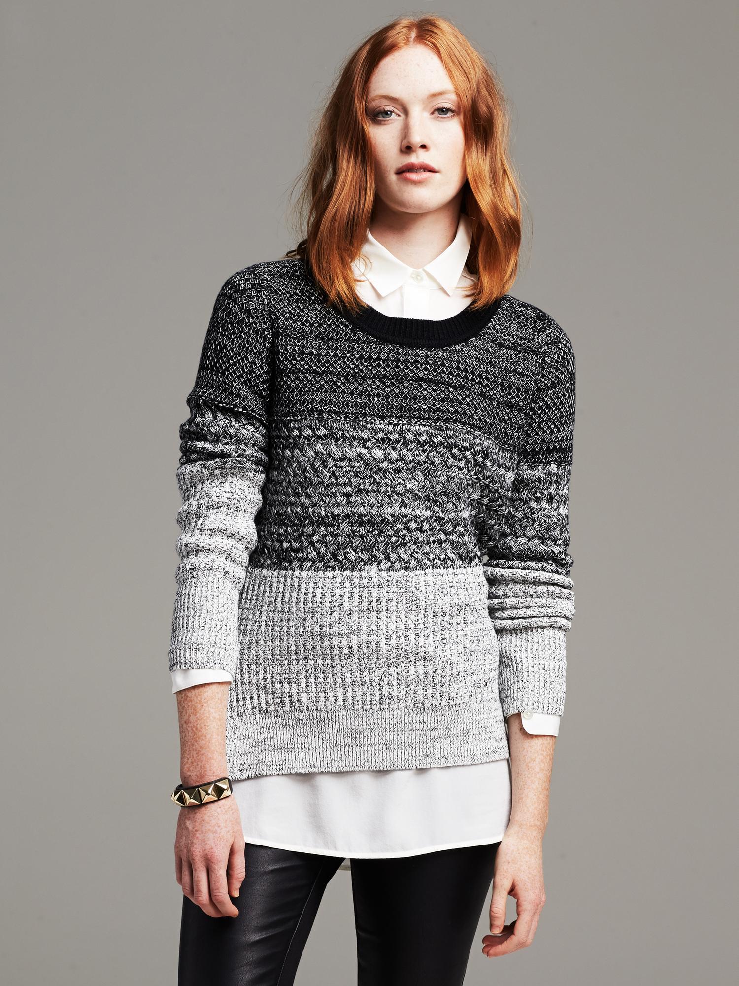 Colorblock Crew Multi-Stitch Colorblock Crew Pullover | Banana Republic