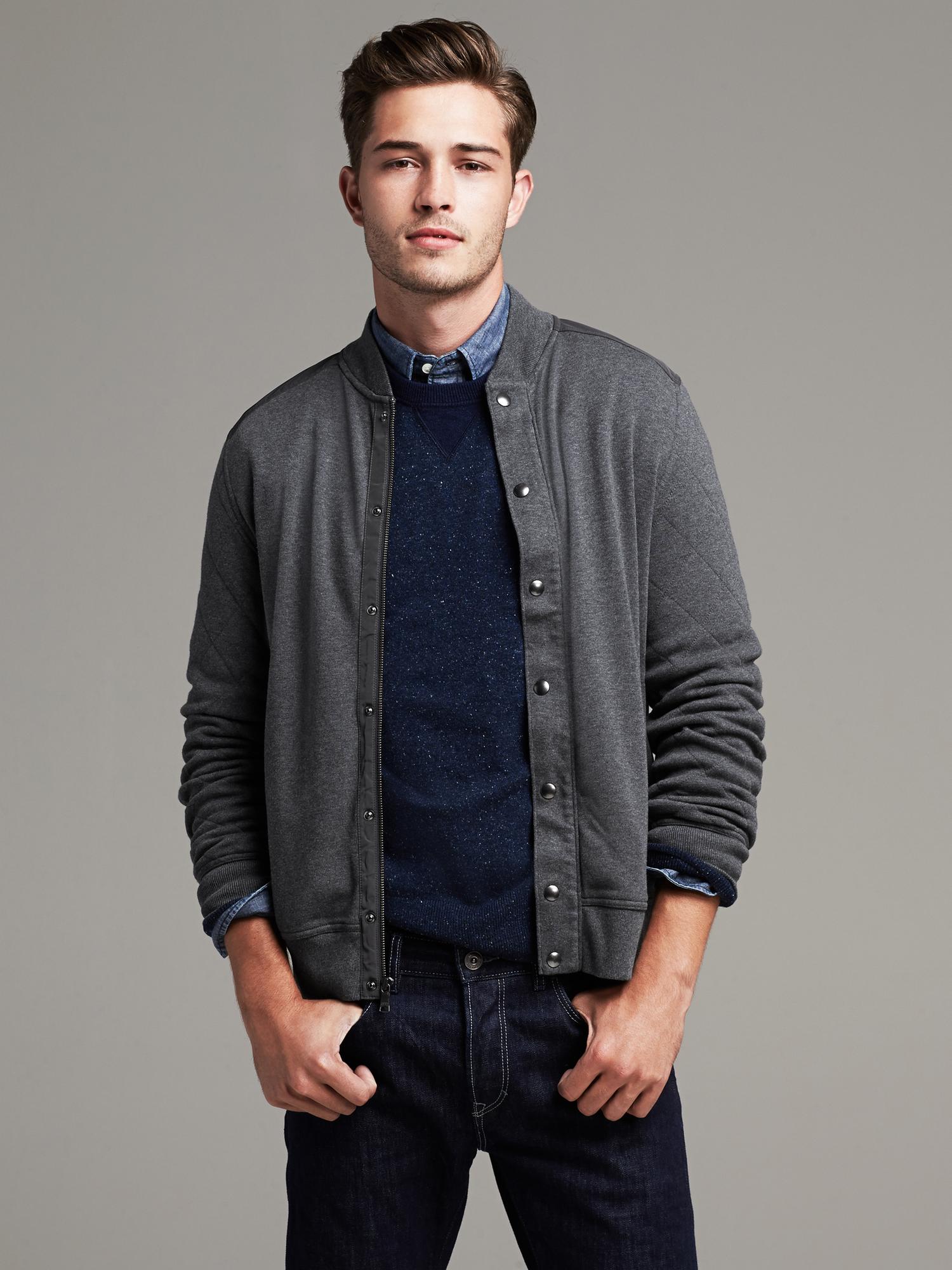 QuiltSleeve Knit Jacket Banana Republic