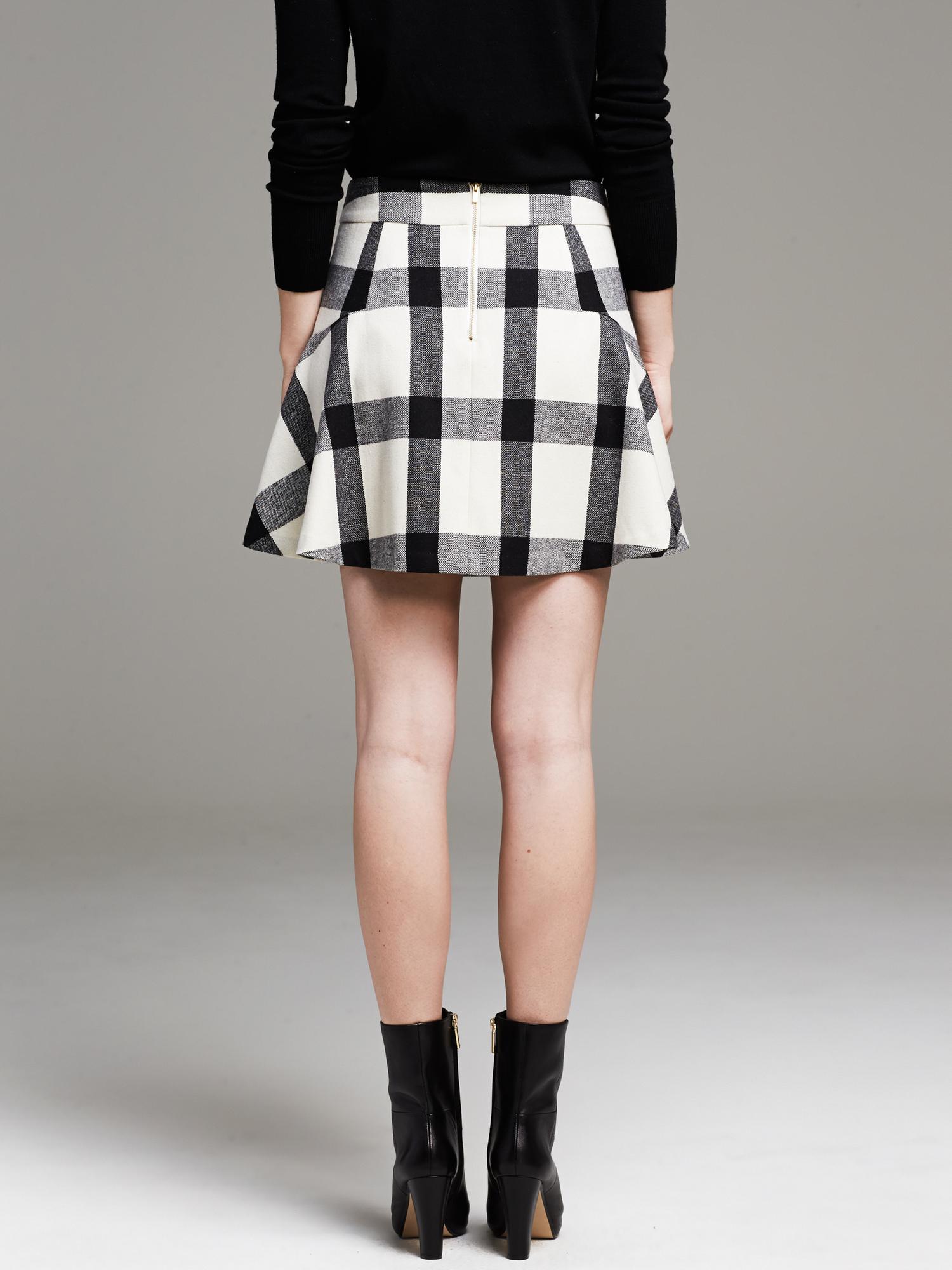 Plaid Fit-and-Flare Skirt