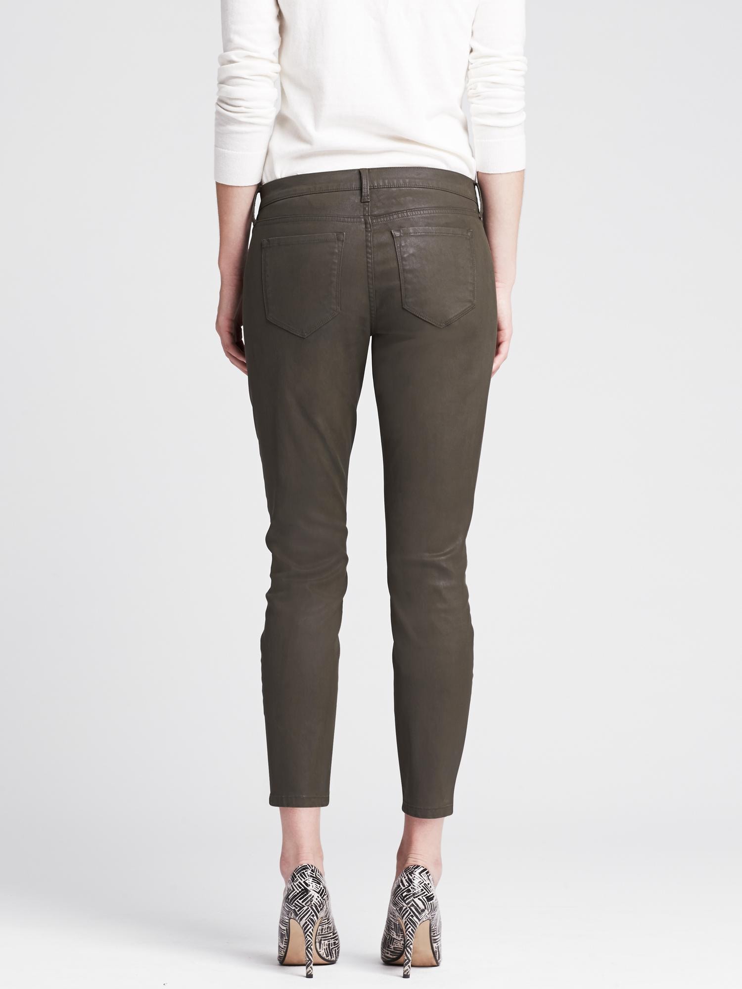 Coated Sateen Skinny Ankle Pant