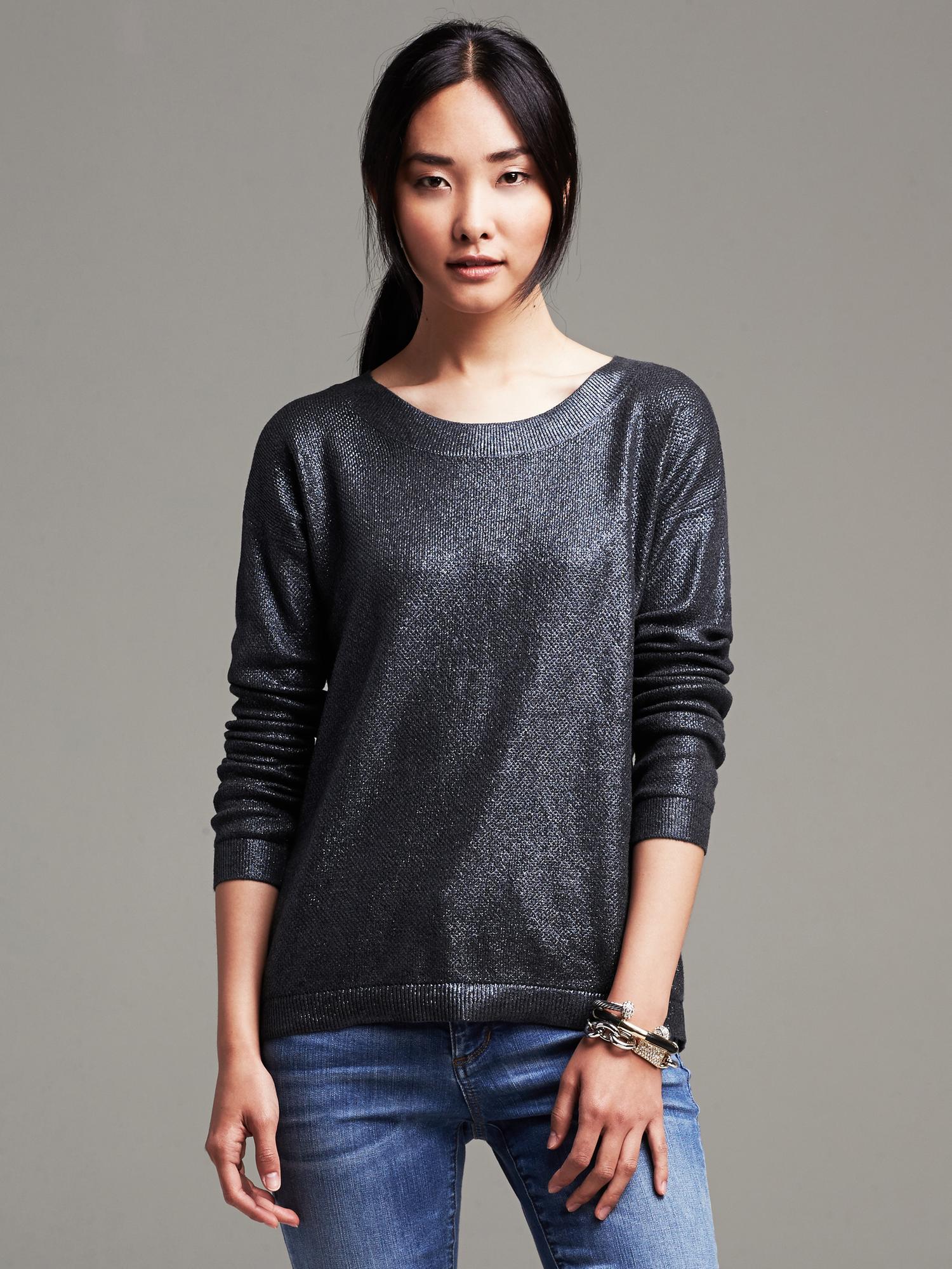 MERRY METALLIC POP UP PULLOVER SWEATER TOP