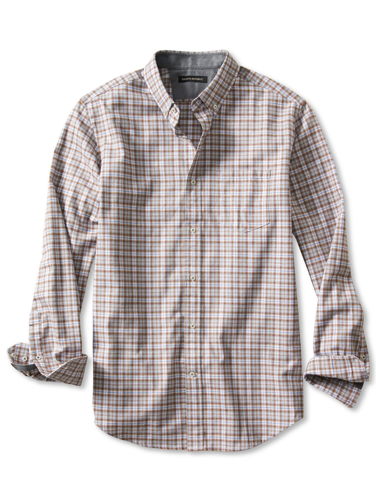 SlimFit Checkered Luxe Flannel ButtonDown Shirt Banana Republic — free download