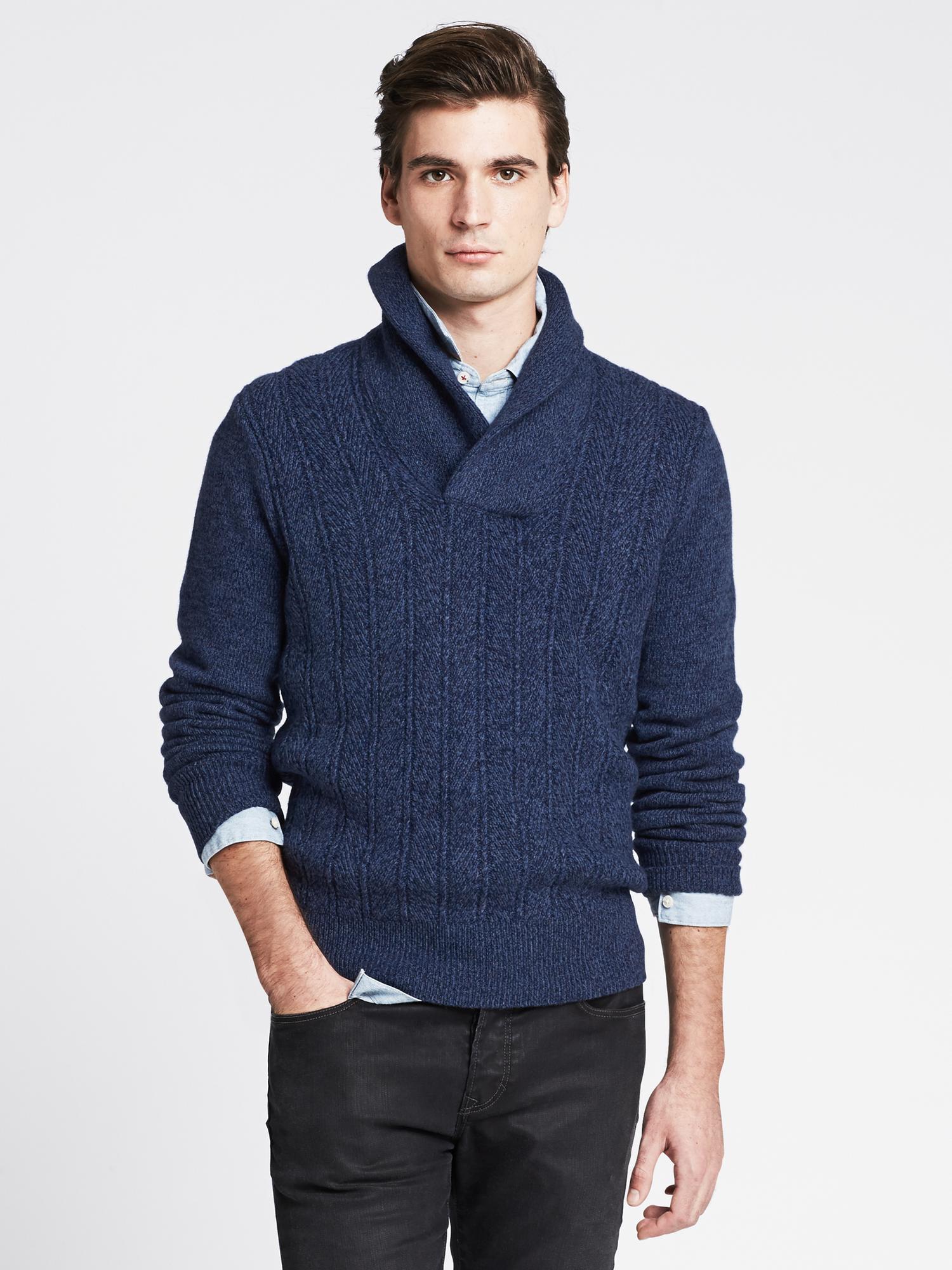 Herringbone Shawl-Collar Pullover | Banana Republic