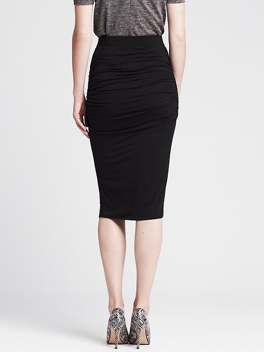 2 of 8 showing, with the color BR black of product Ruched Black Jersey Pencil Skirt