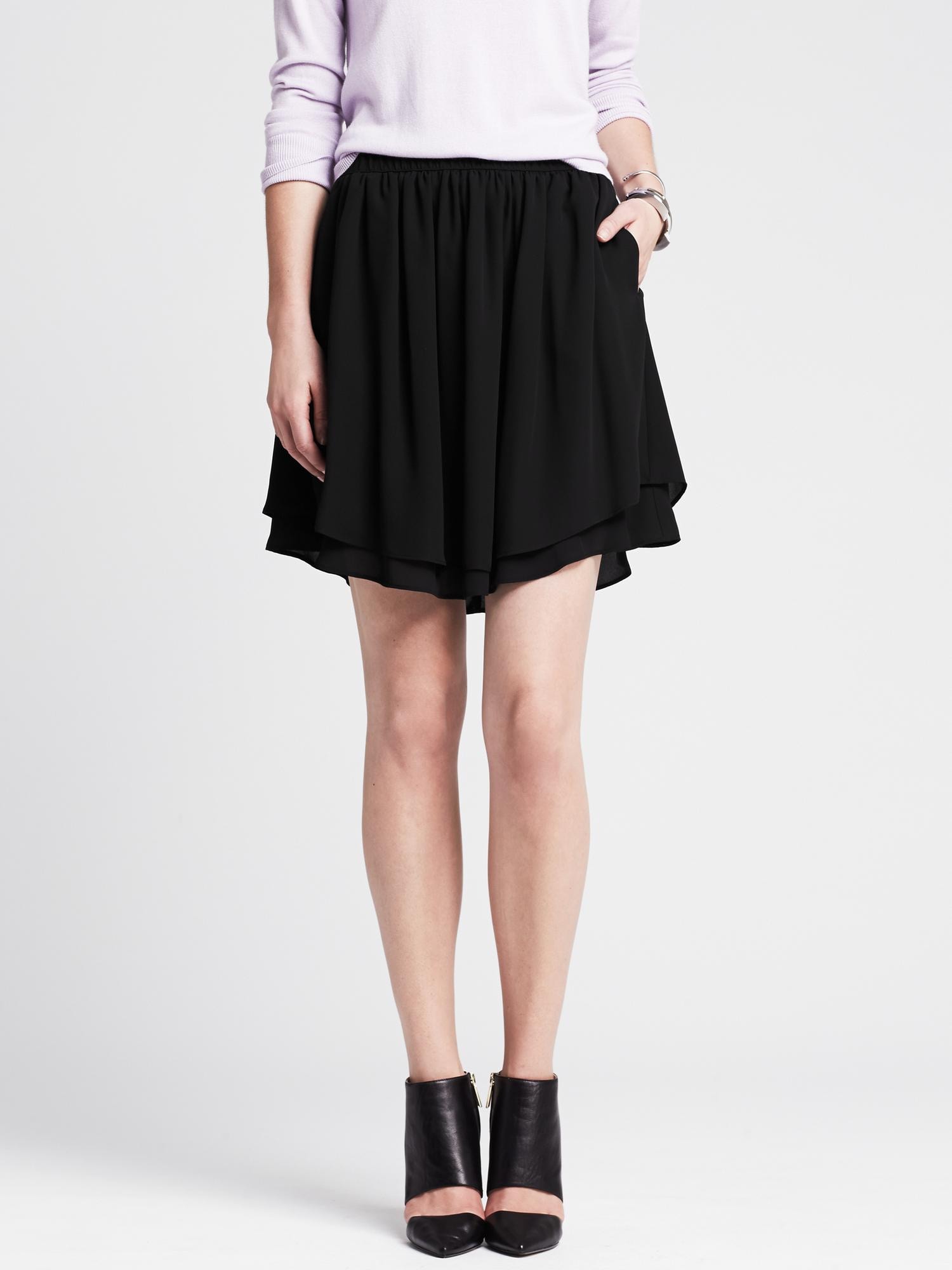 Crepe Shaped-Hem Skirt