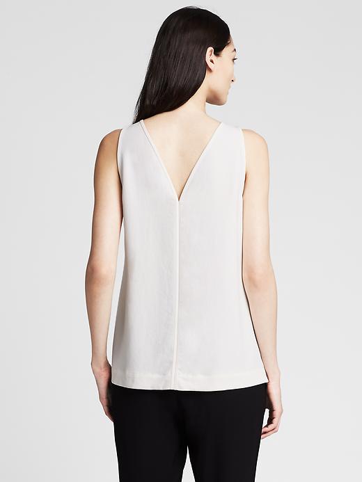 2 of 8 showing, with the color White of product BR Monogram Mesh Draped Tank