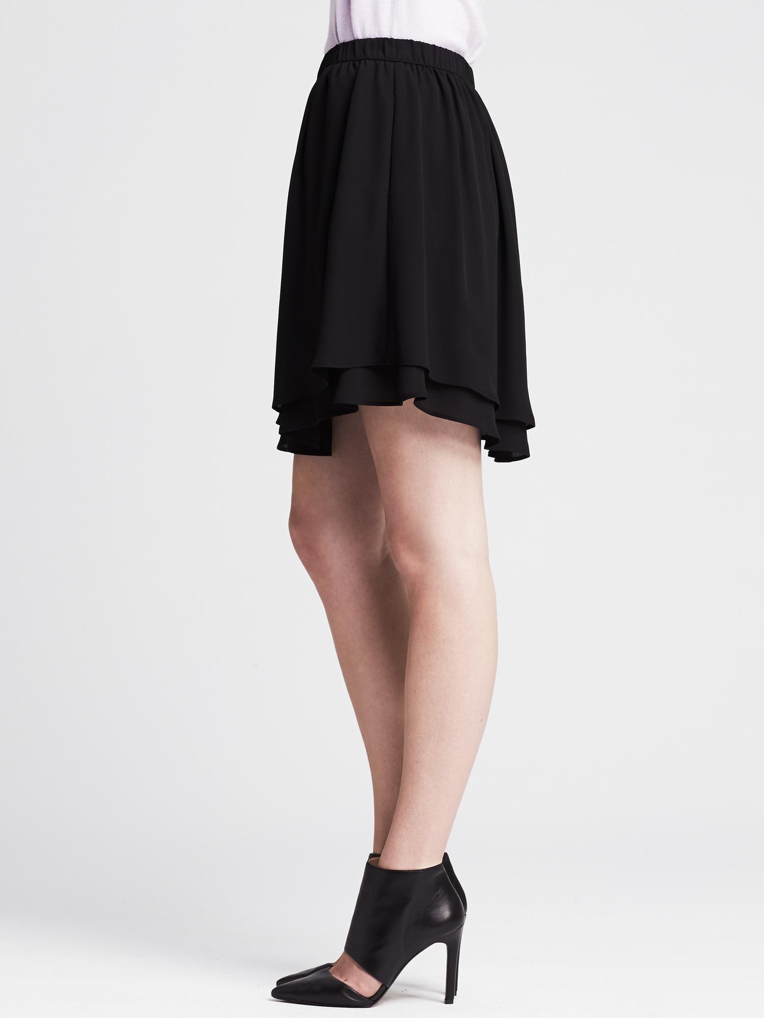 Crepe Shaped-Hem Skirt