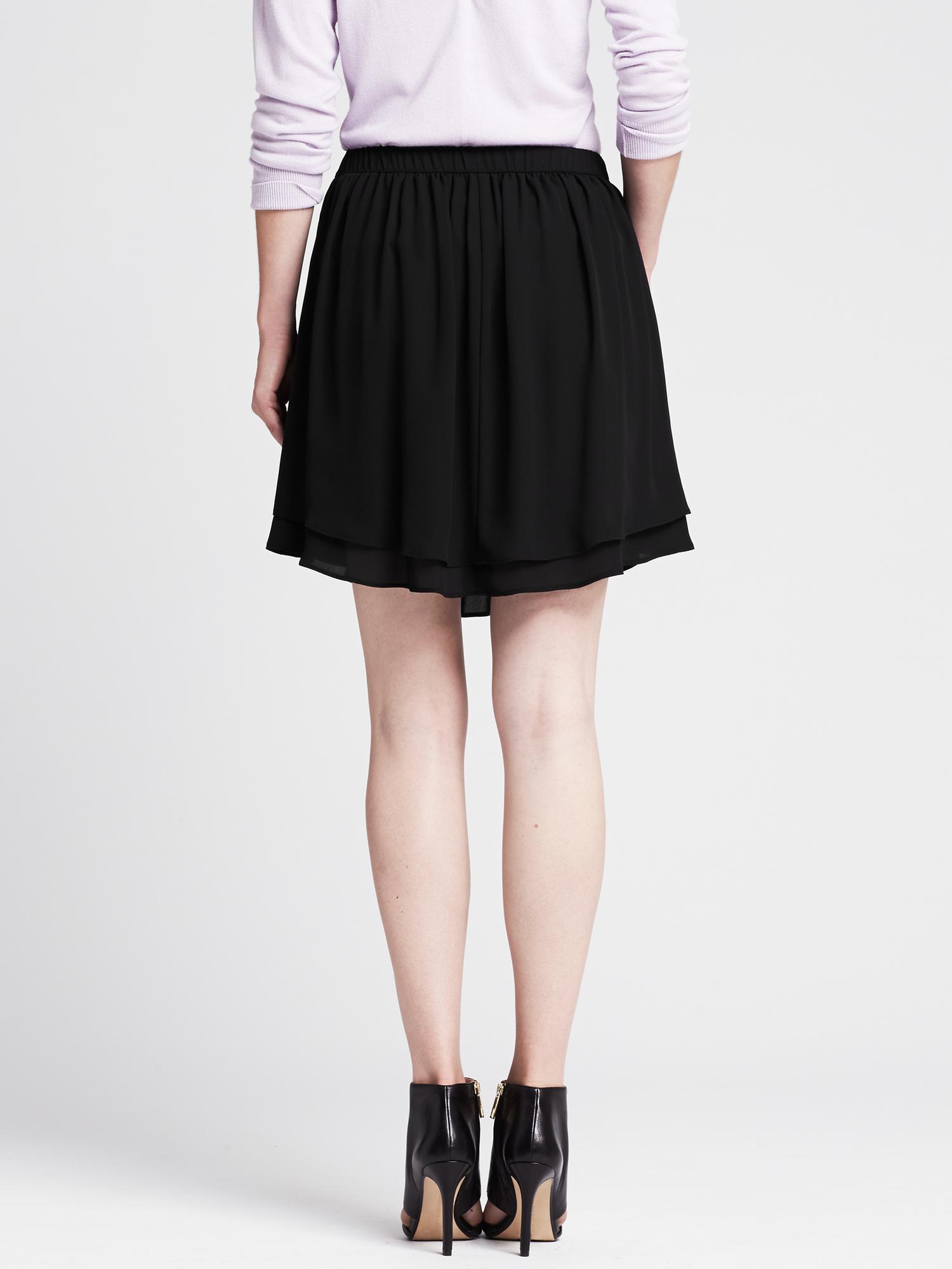 Crepe Shaped-Hem Skirt