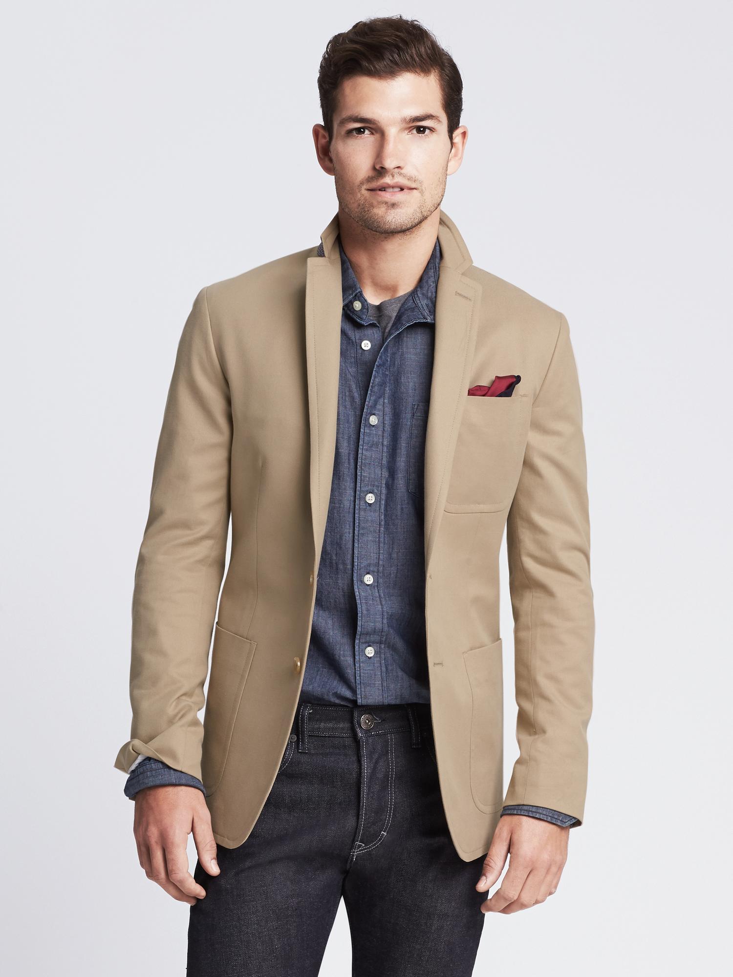 Khaki BANANA REPUBLIC Notch Lapel Jacket on sale - Small