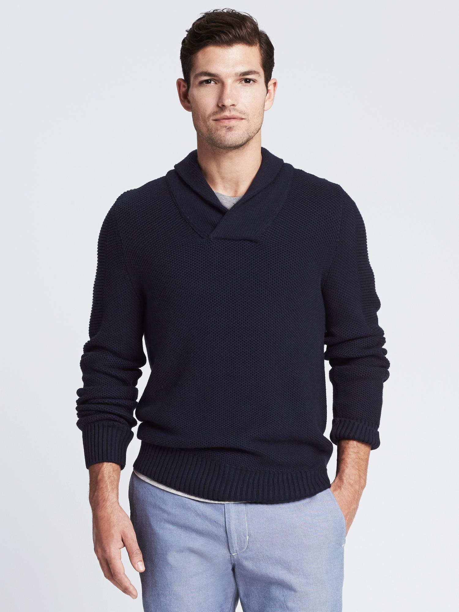 Textured Shawl-Collar Pullover | Banana Republic