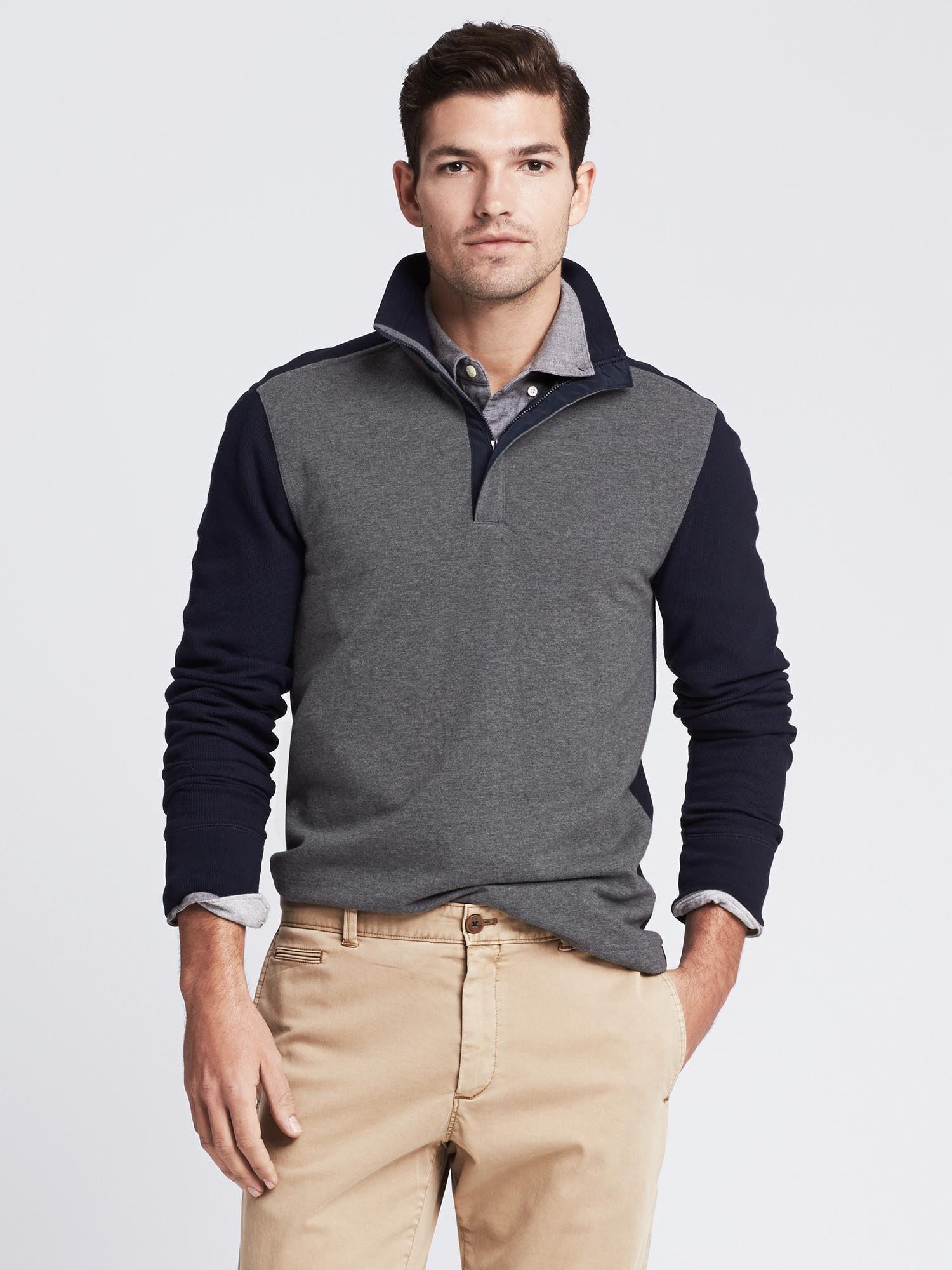 Waffle-Knit Half-Zip Pullover | Banana Republic