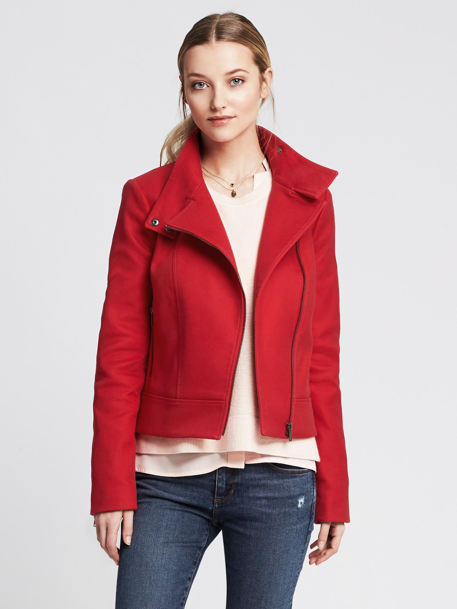 Cotton moto jacket on sale women's