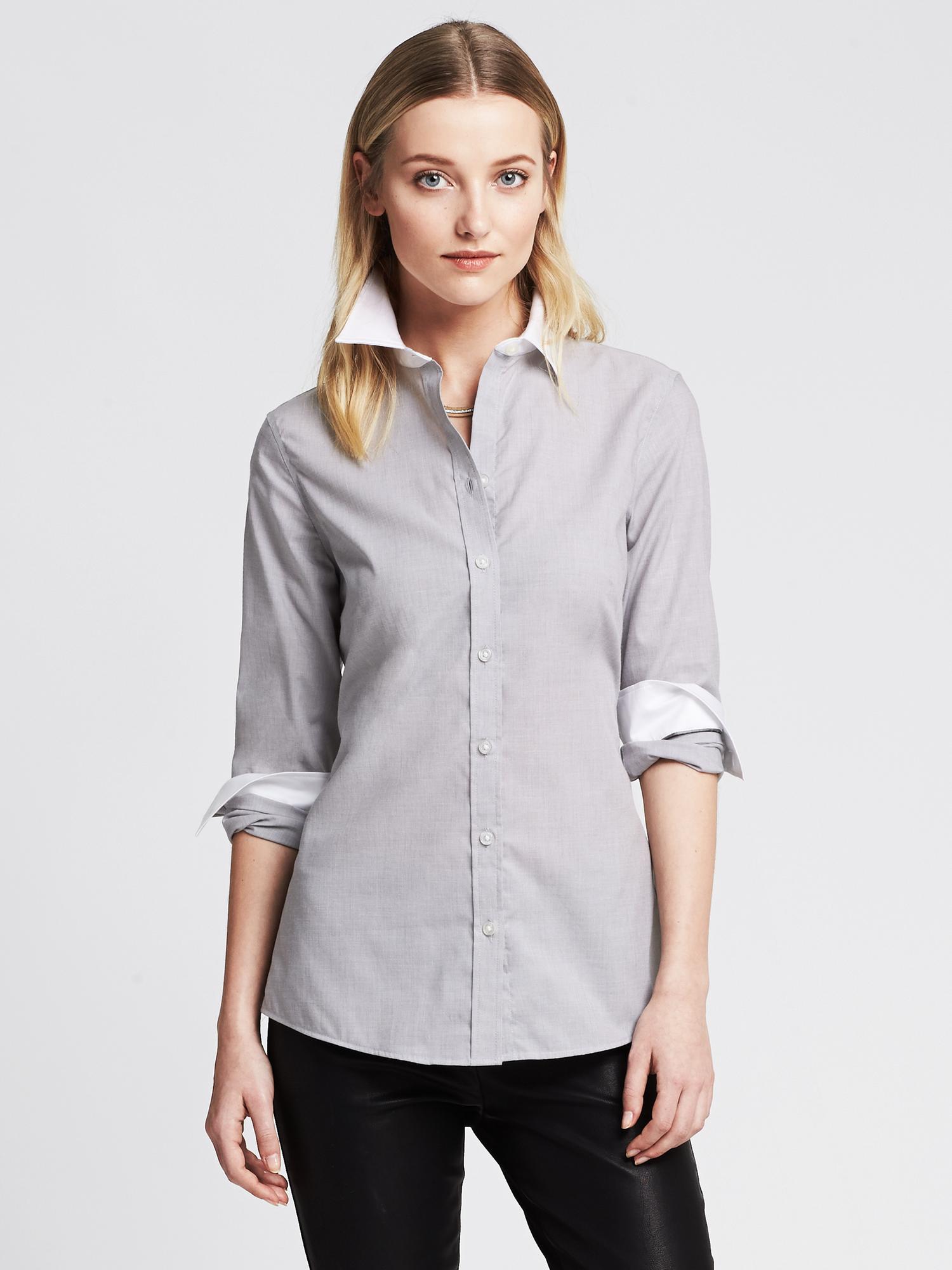 Fitted Non-Iron Gray Shirt