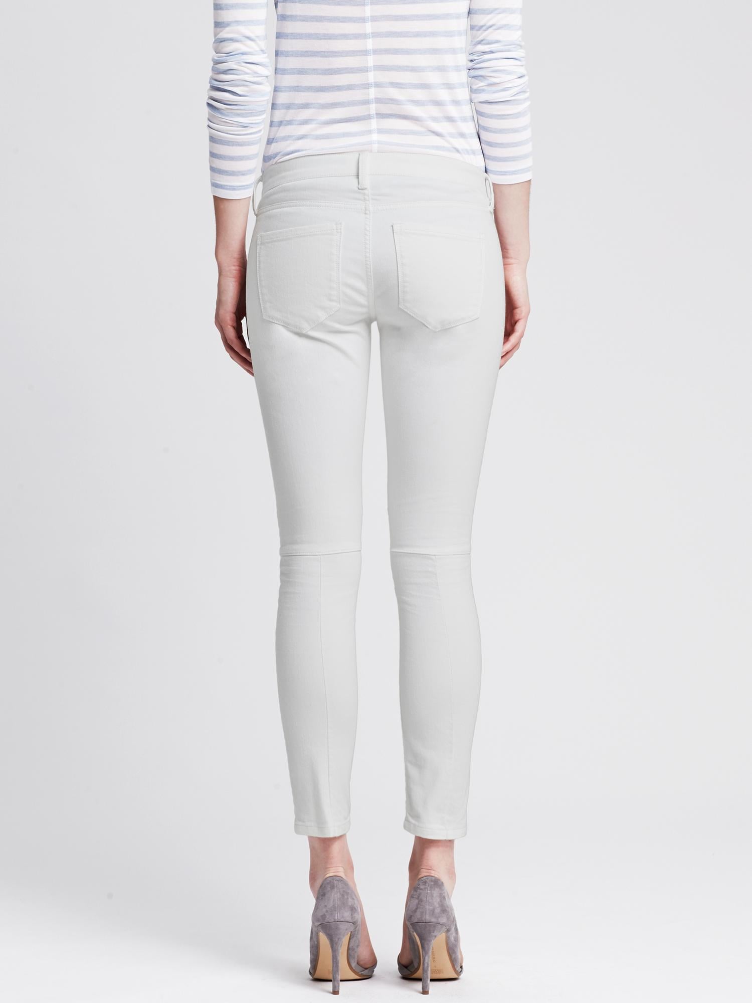 White Skinny Ankle Moto Jean