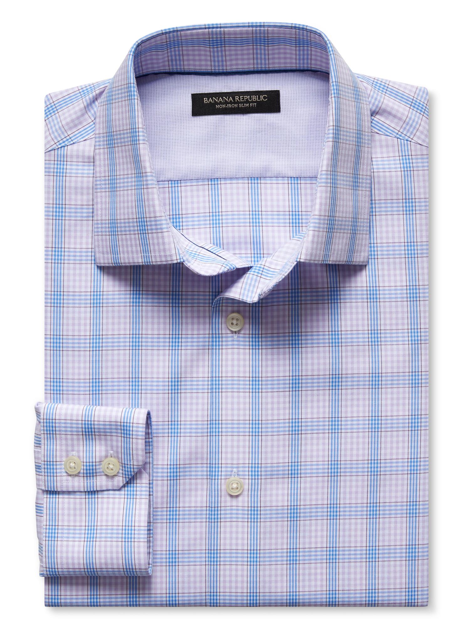 Slim-Fit Non-Iron Bold Plaid Shirt | Banana Republic