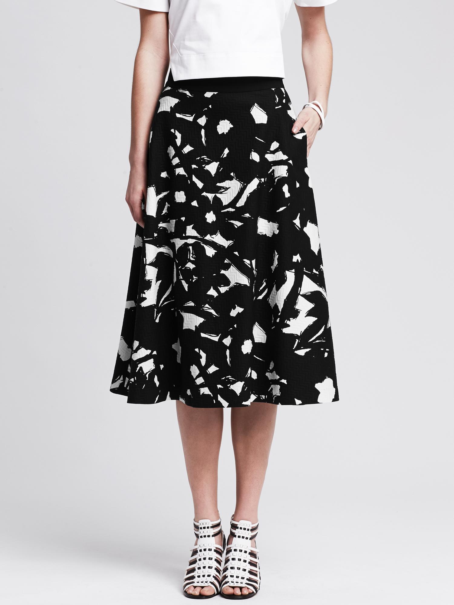 Black Floral Midi Skirt | Banana Republic