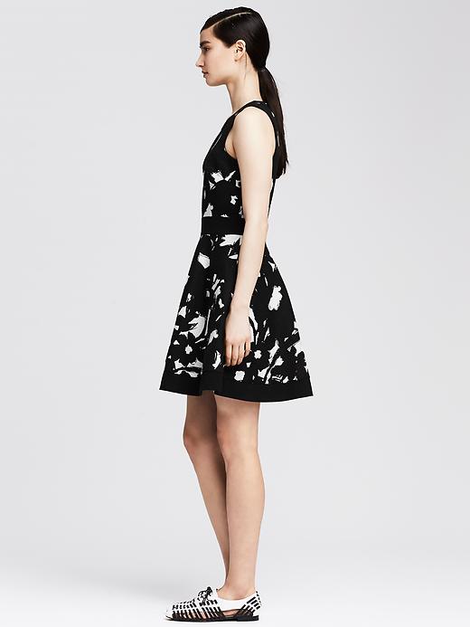 Textured Floral Fit-and-Flare Dress | Banana Republic