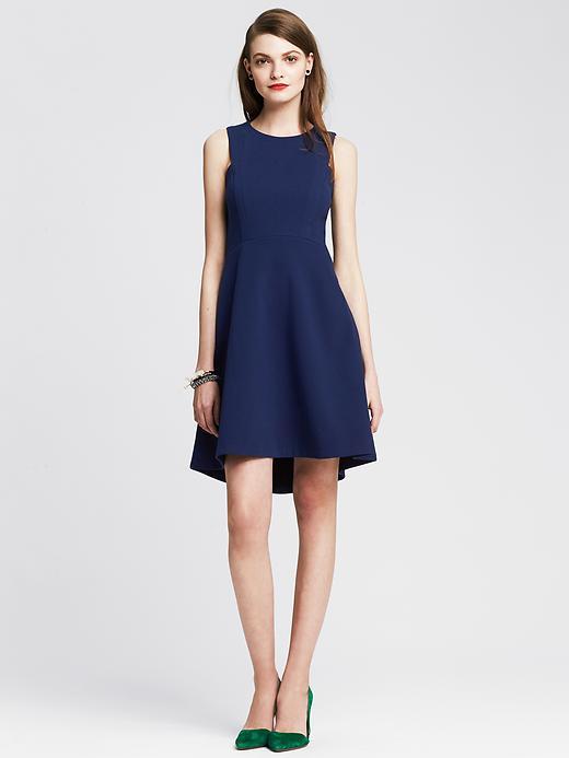 Blue Fit-and-Flare Dress | Banana Republic
