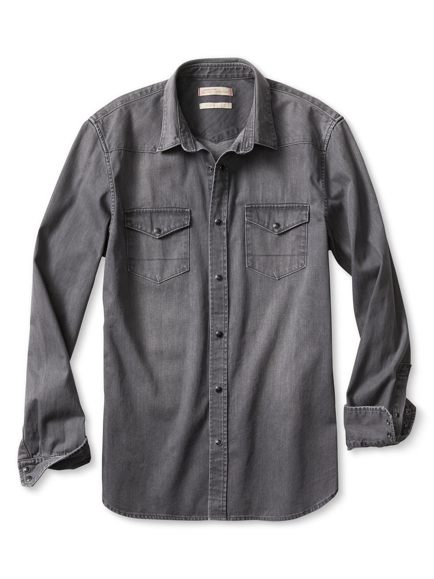 Heritage Black Denim Western Shirt | Banana Republic