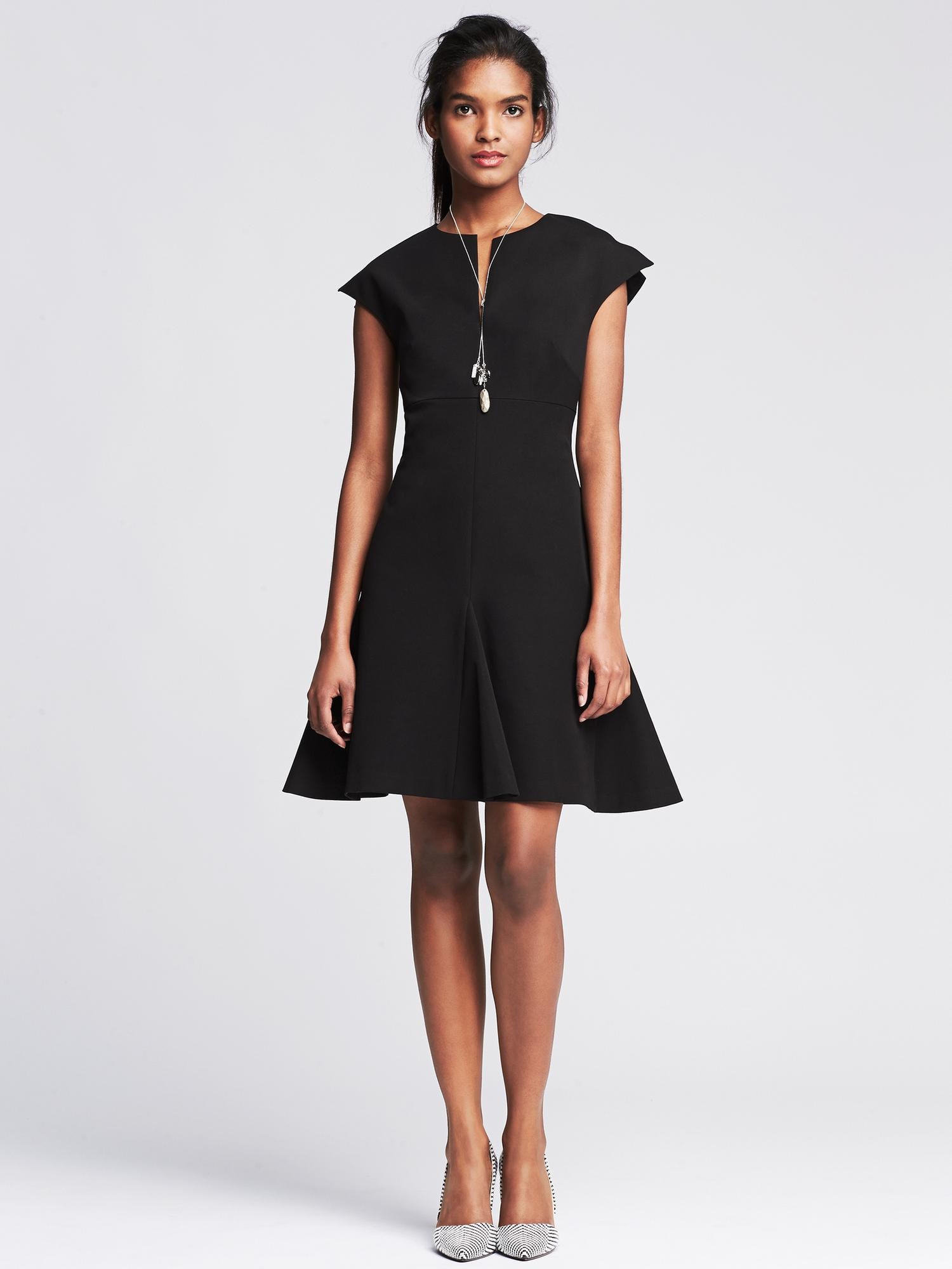 Sloan-Fit Black Fit-and-Flare Dress